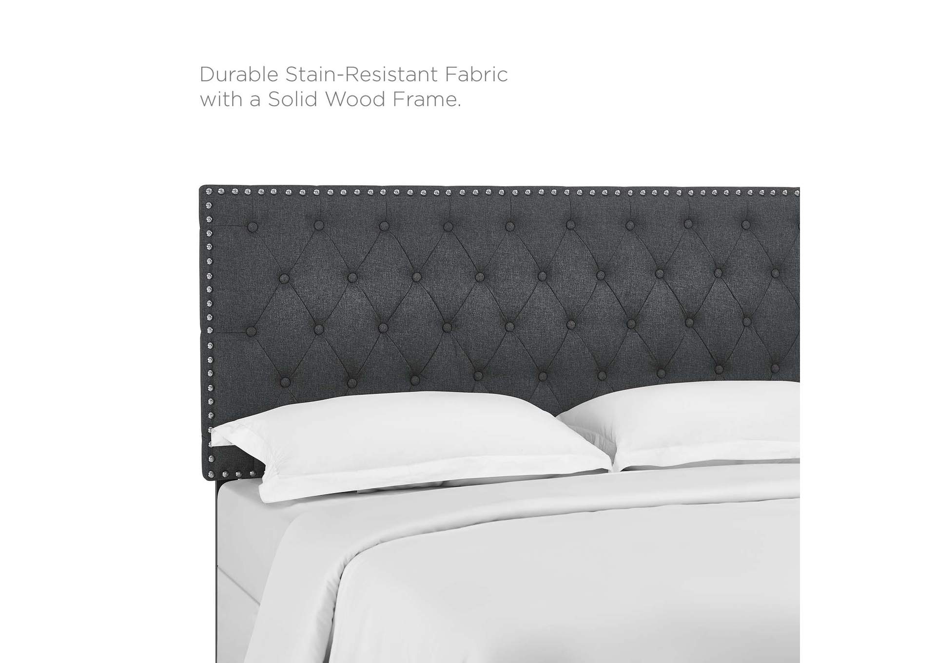 Helena Gray Tufted Twin Upholstered Linen Fabric Headboard,Modway