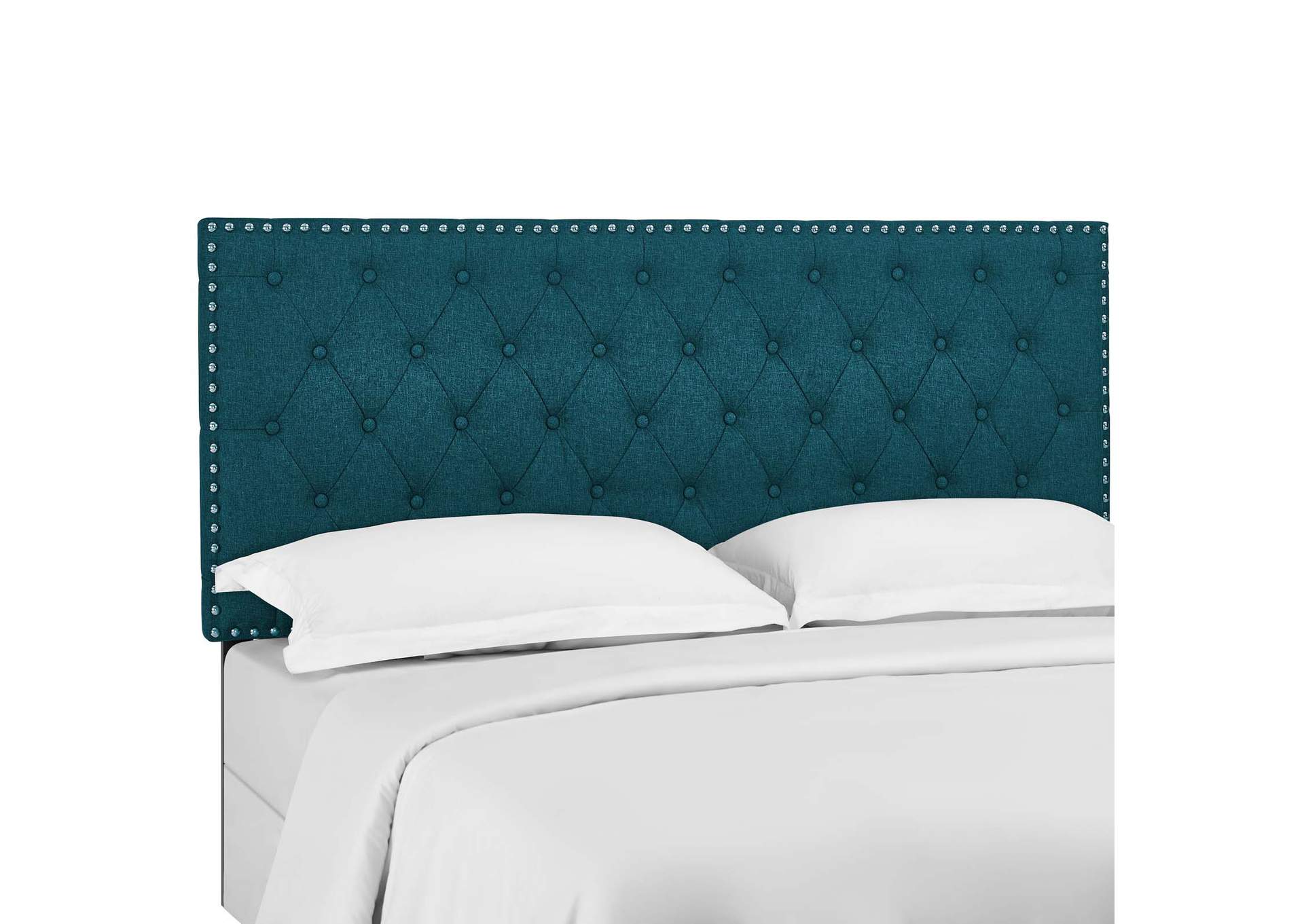 Helena Teal Tufted Twin Upholstered Linen Fabric Headboard,Modway