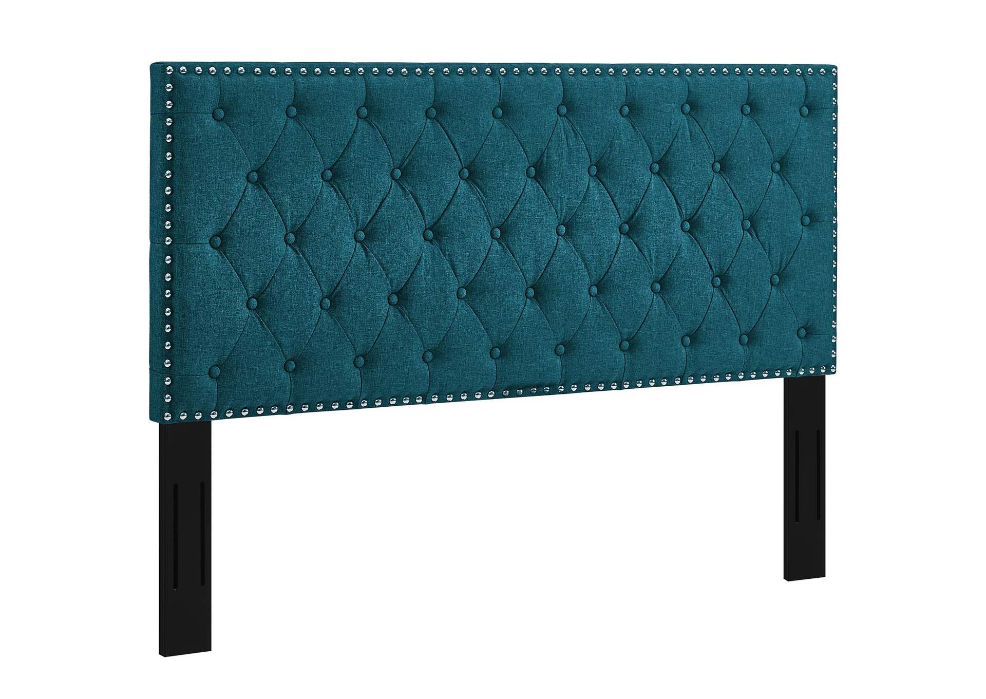 Helena Teal Tufted Twin Upholstered Linen Fabric Headboard,Modway