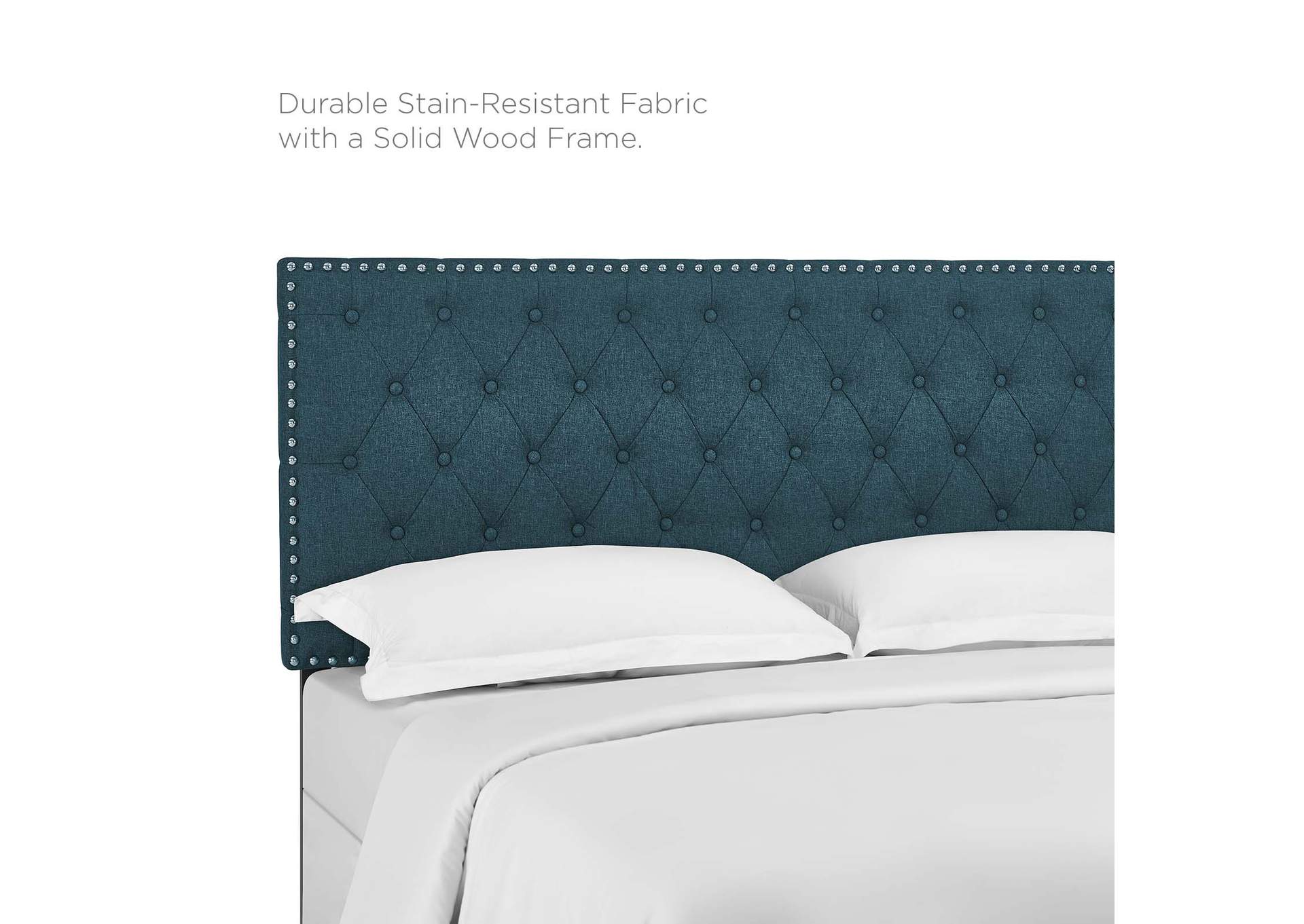 Helena Teal Tufted Twin Upholstered Linen Fabric Headboard,Modway