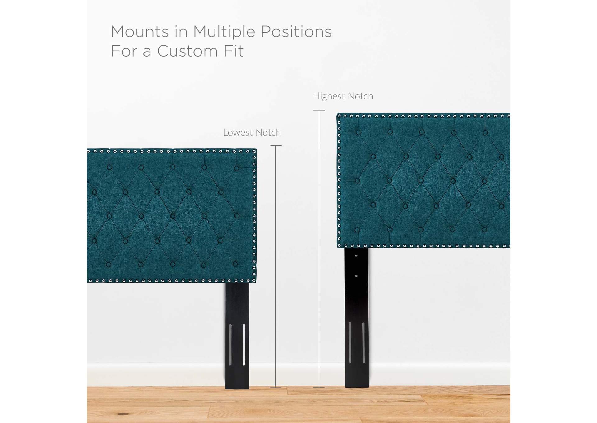 Helena Teal Tufted Twin Upholstered Linen Fabric Headboard,Modway
