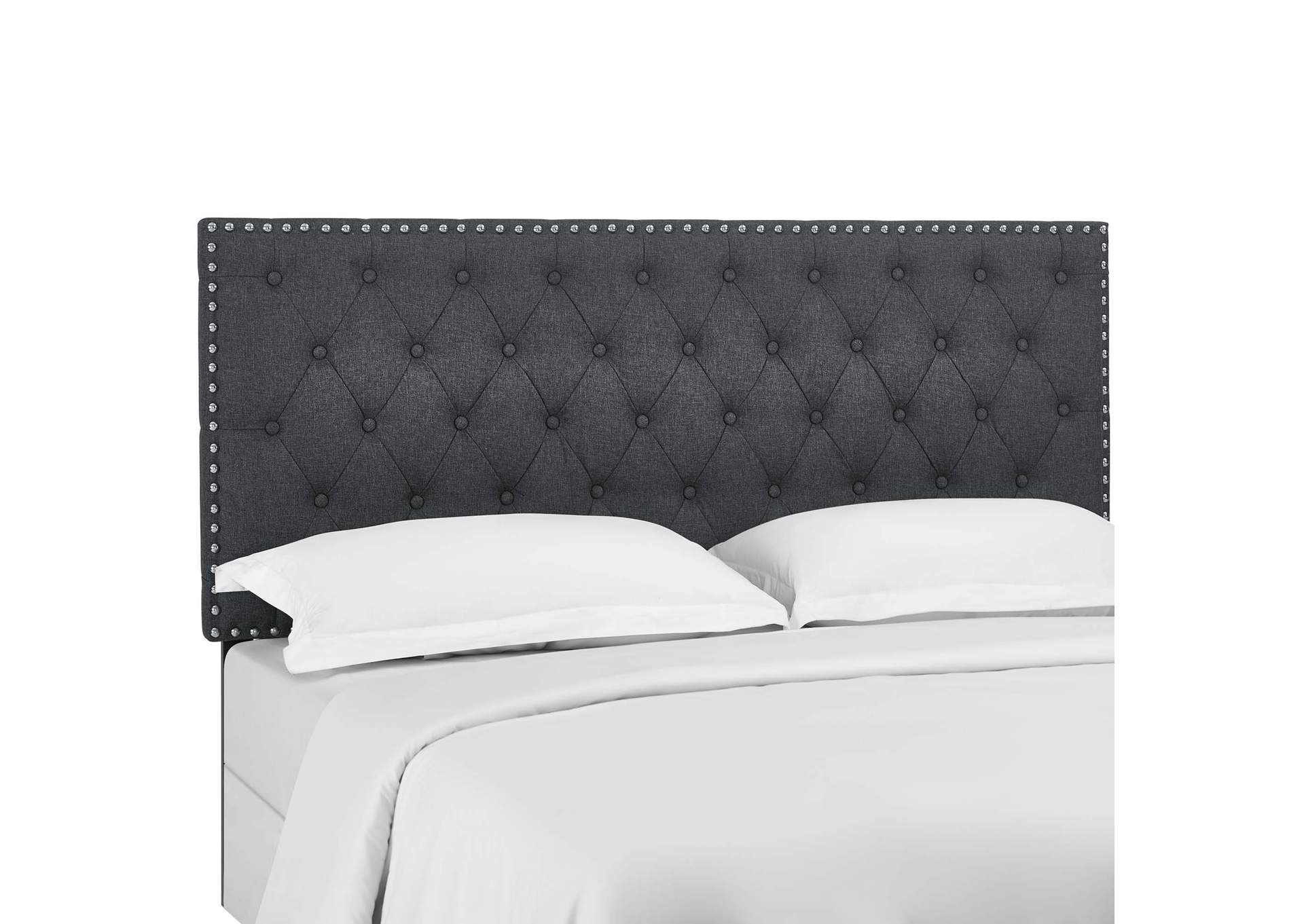 Helena Gray Tufted Full / Queen Upholstered Linen Fabric Headboard,Modway