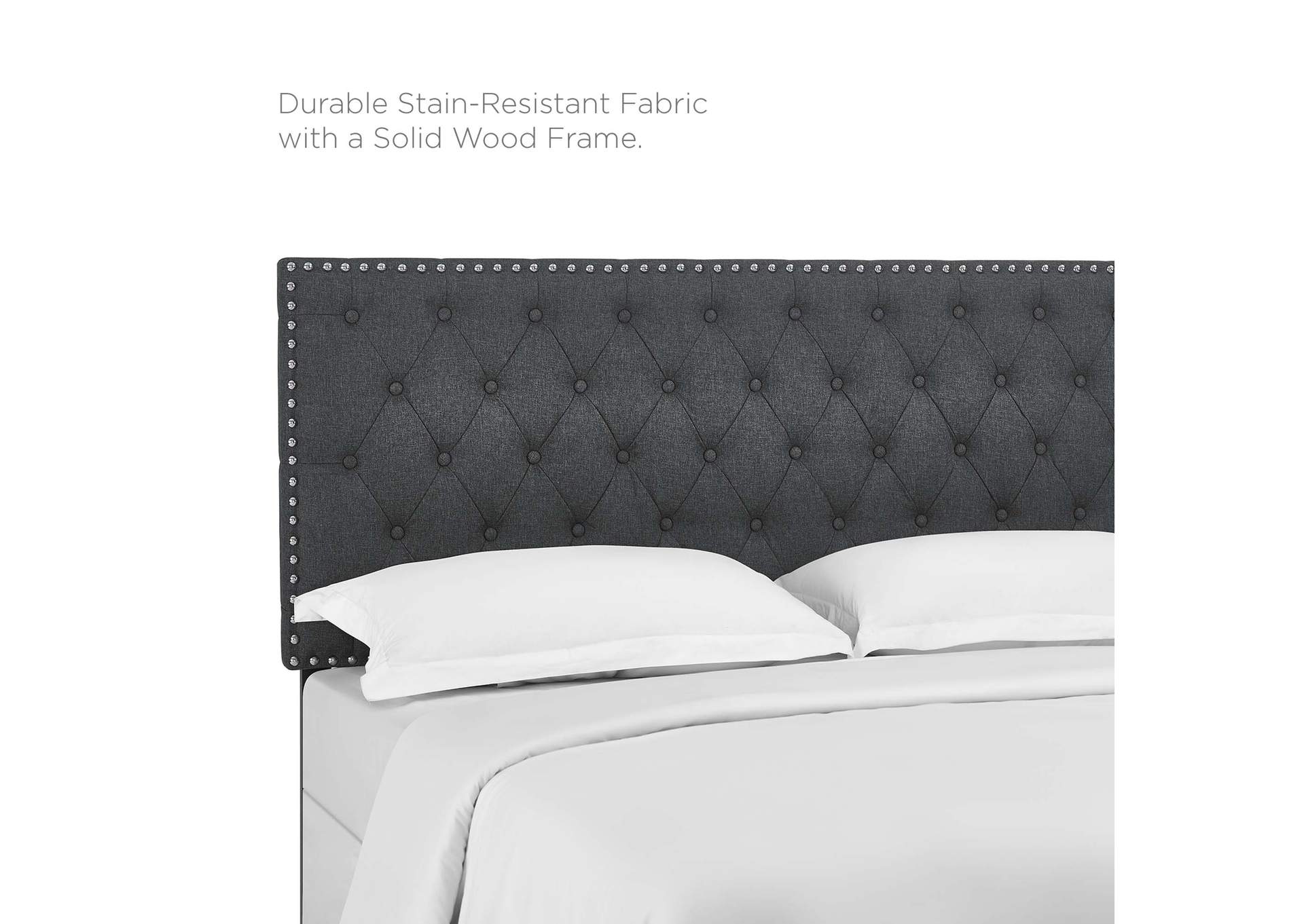 Helena Gray Tufted Full / Queen Upholstered Linen Fabric Headboard,Modway