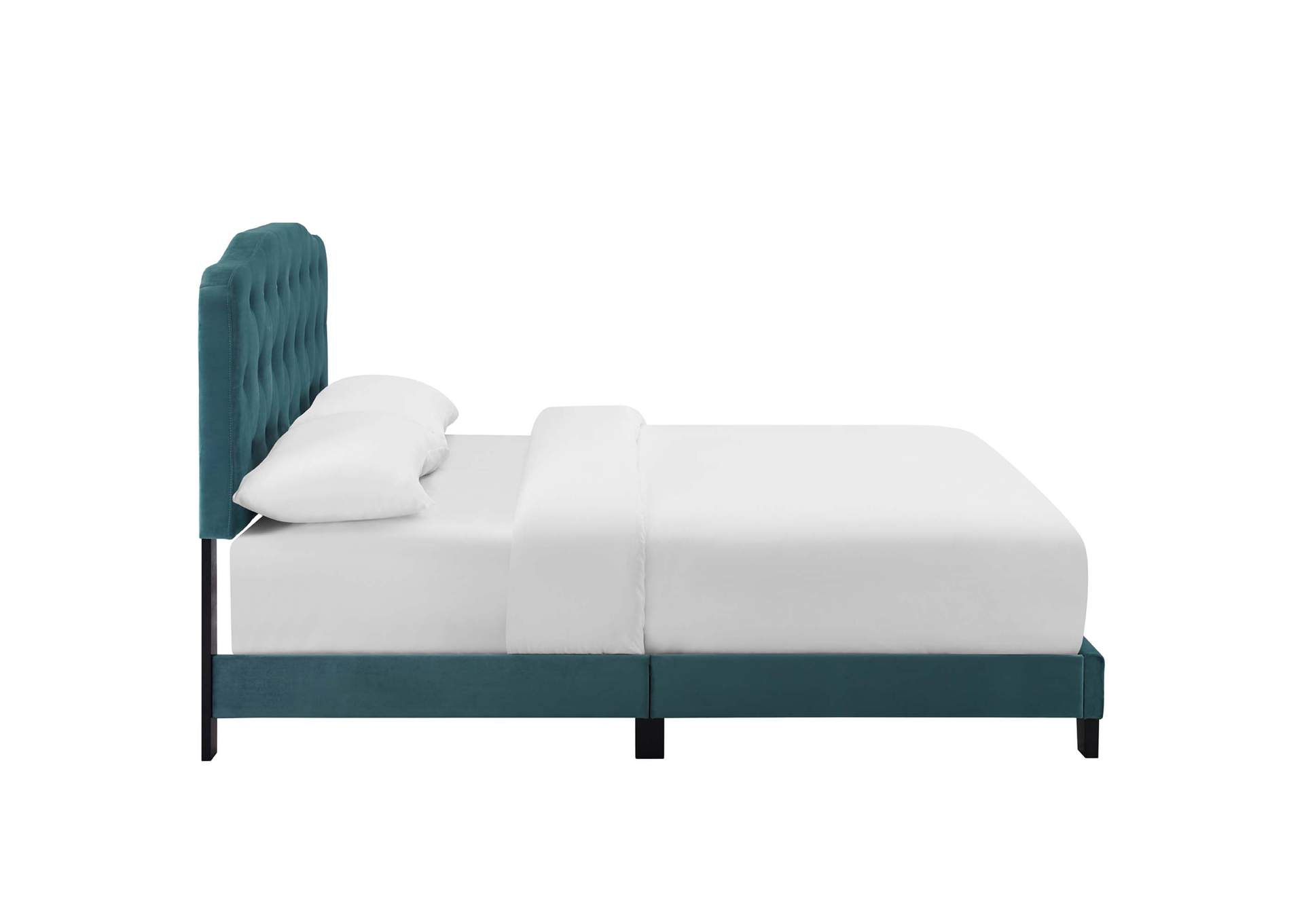 Sea Blue Amelia Queen Performance Velvet Bed,Modway