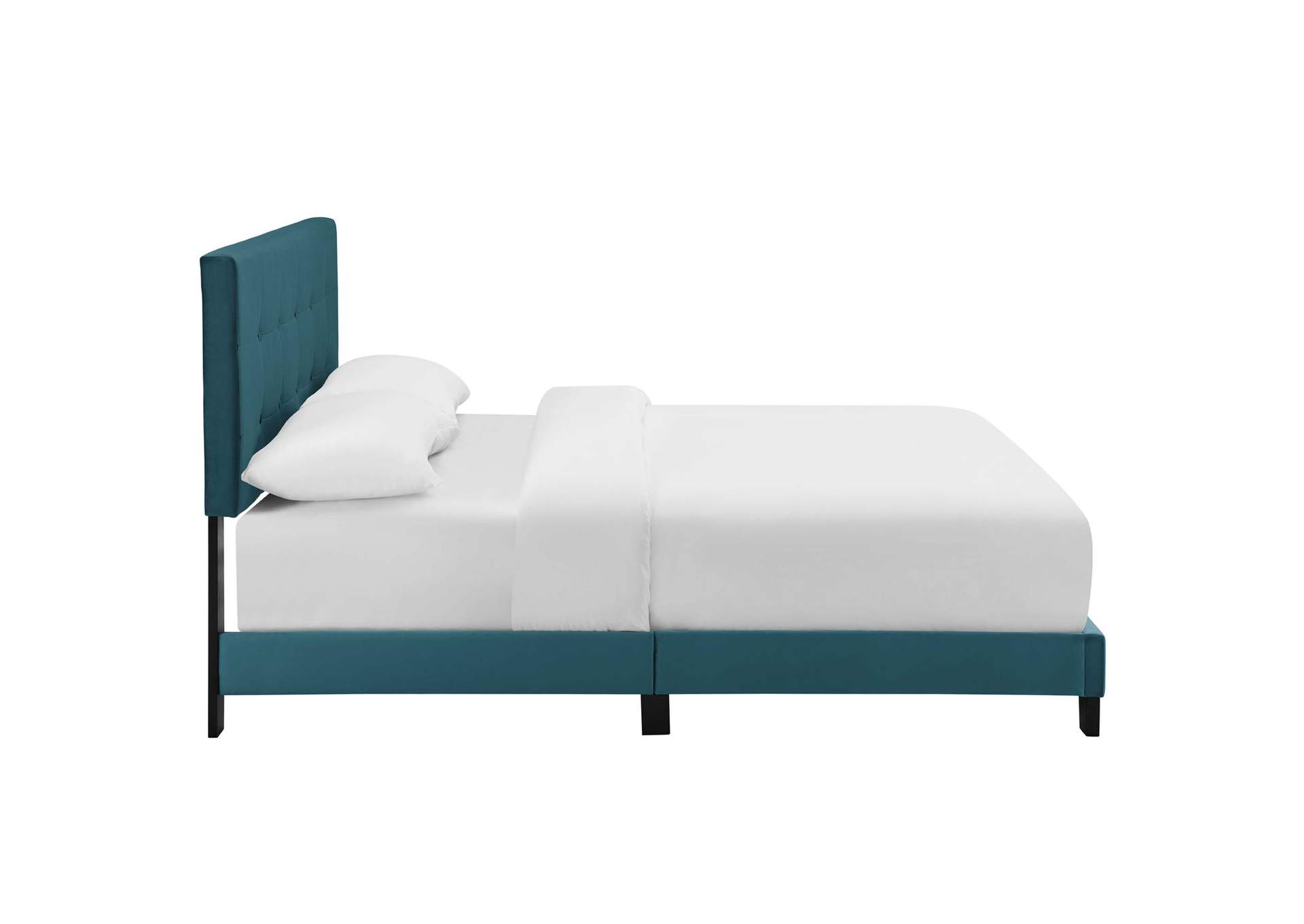 Sea Blue Amira Queen Performance Velvet Bed,Modway