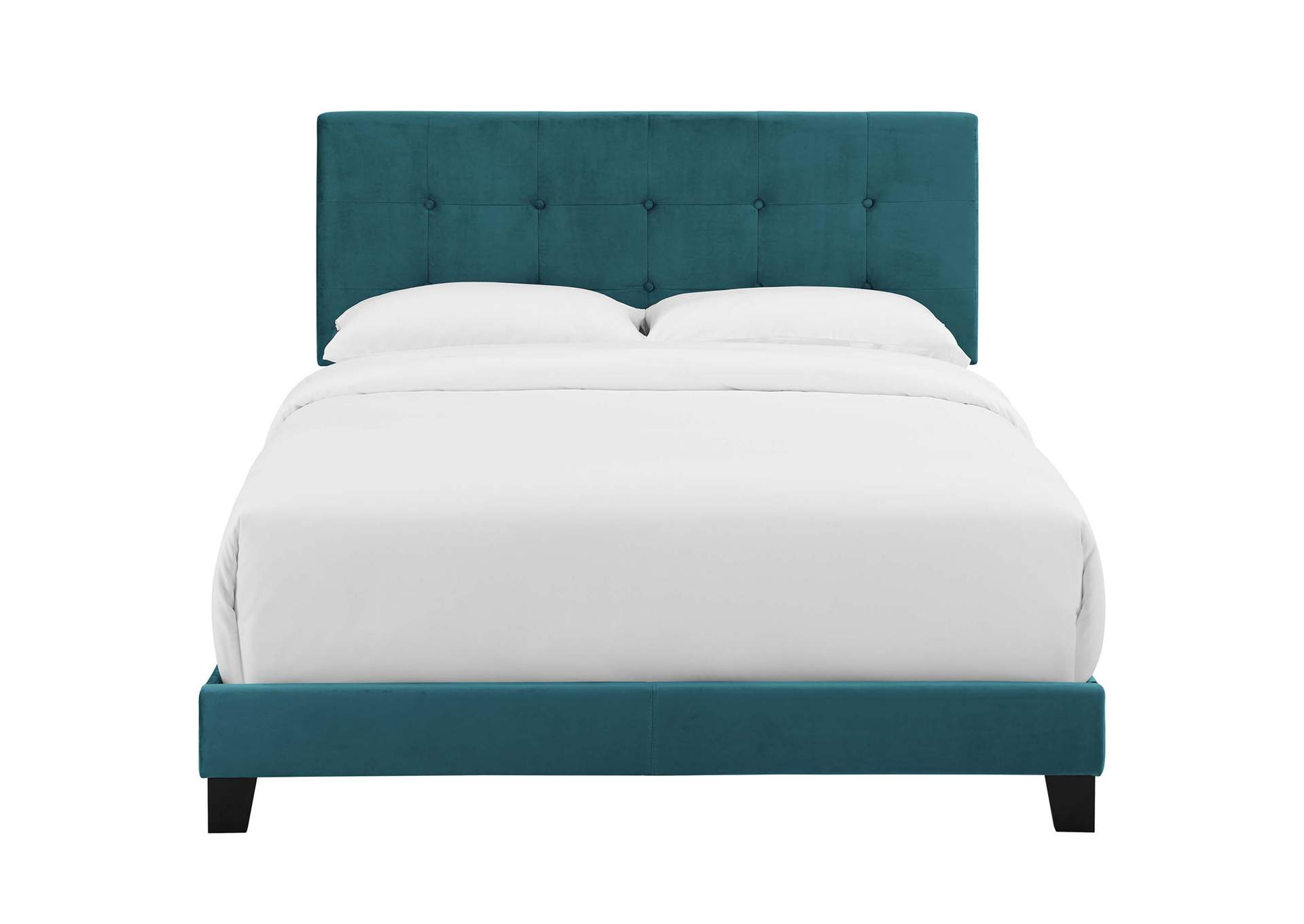 Sea Blue Amira Queen Performance Velvet Bed,Modway