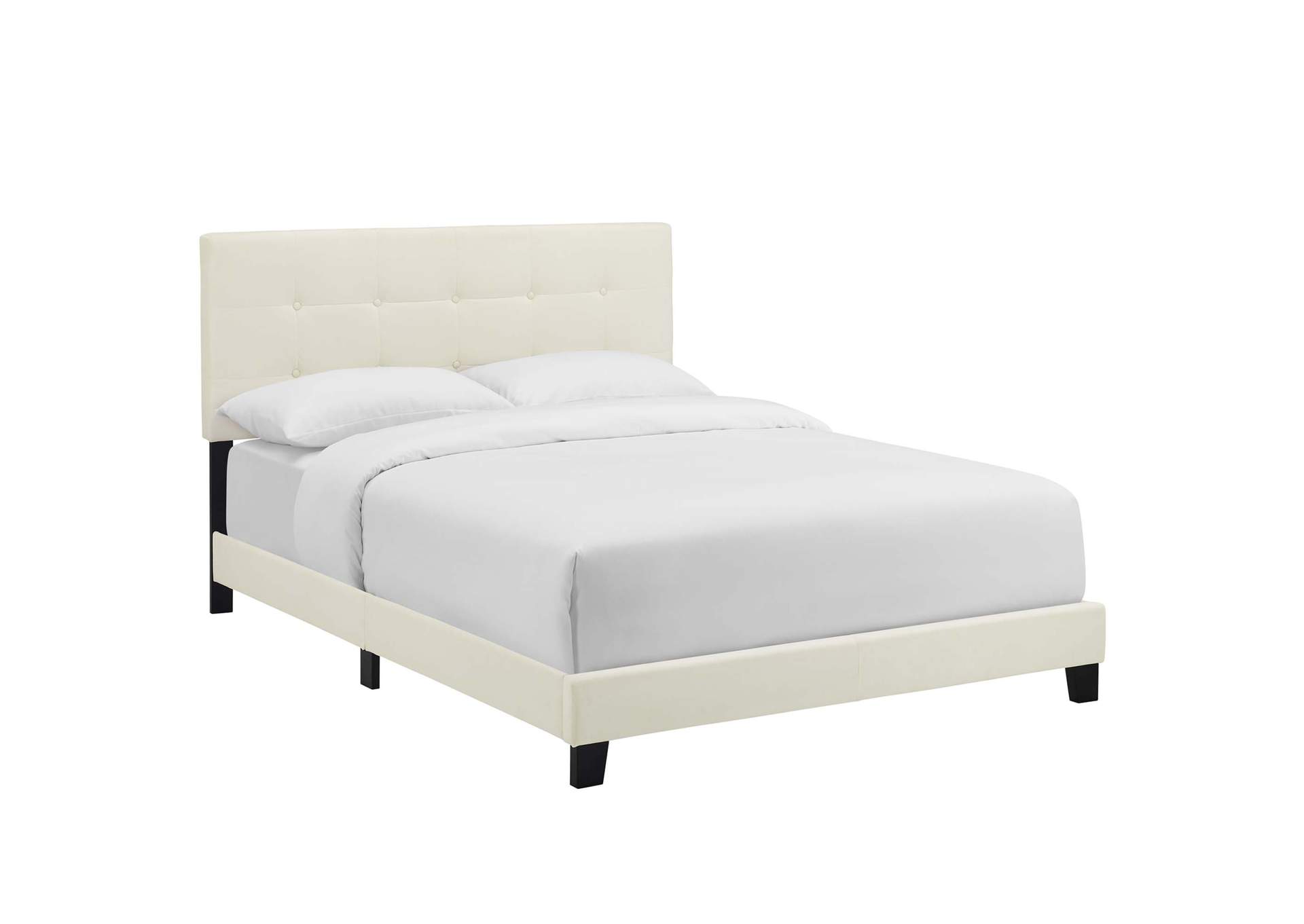 Ivory Amira King Performance Velvet Bed,Modway