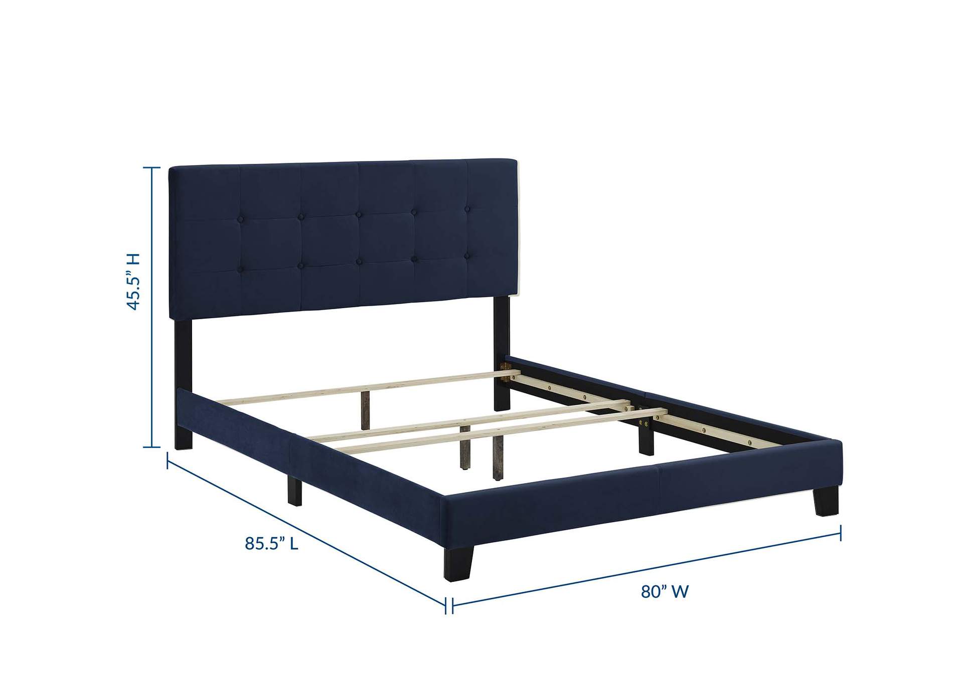 Amira Midnight Blue King Performance Velvet Bed,Modway