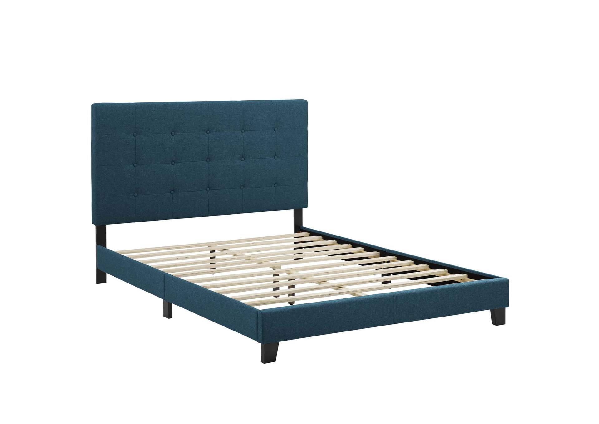 Azure Melanie Twin Tufted Button Upholstered Fabric Platform Bed,Modway