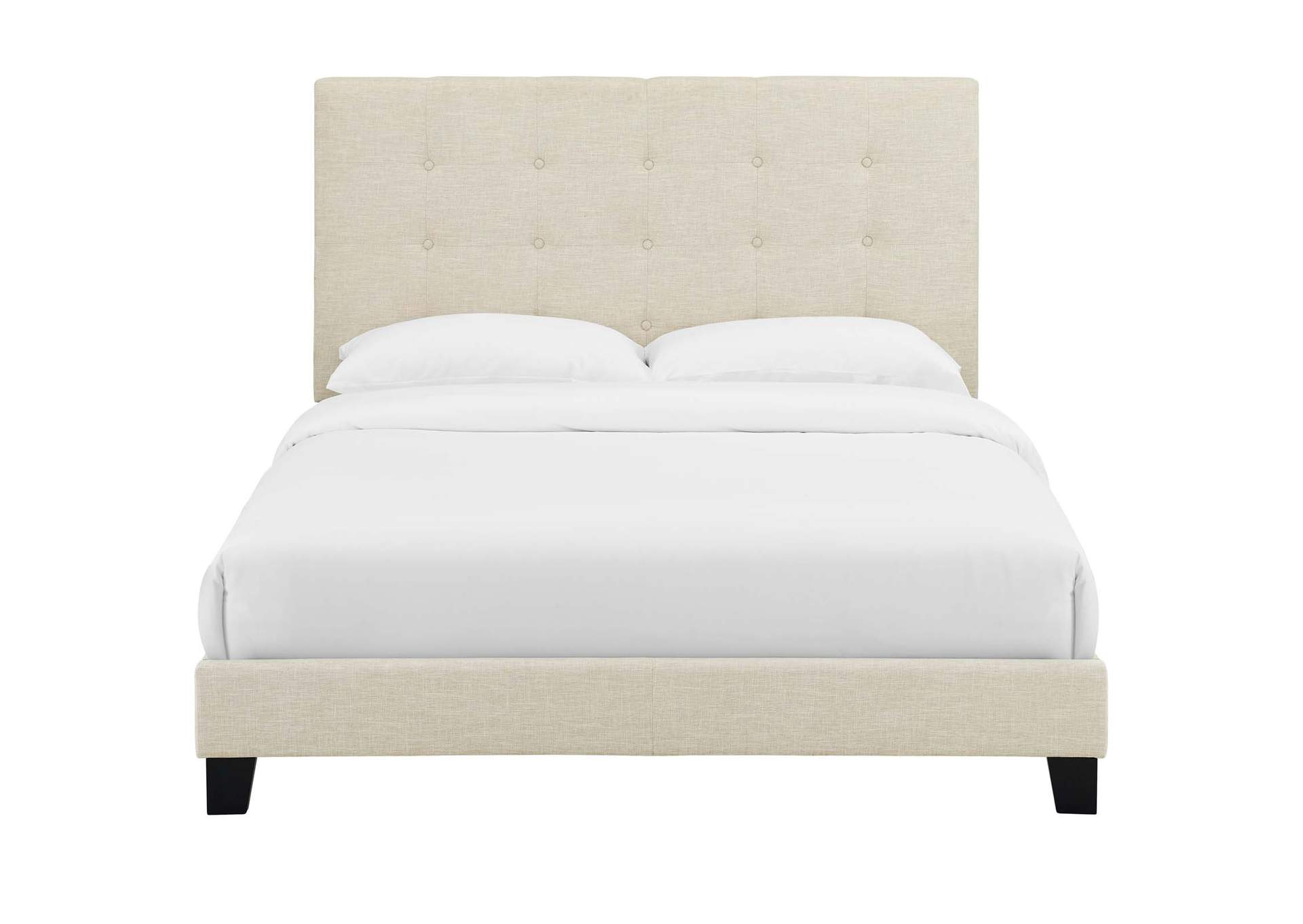 Beige Melanie Queen Tufted Button Upholstered Fabric Platform Bed,Modway