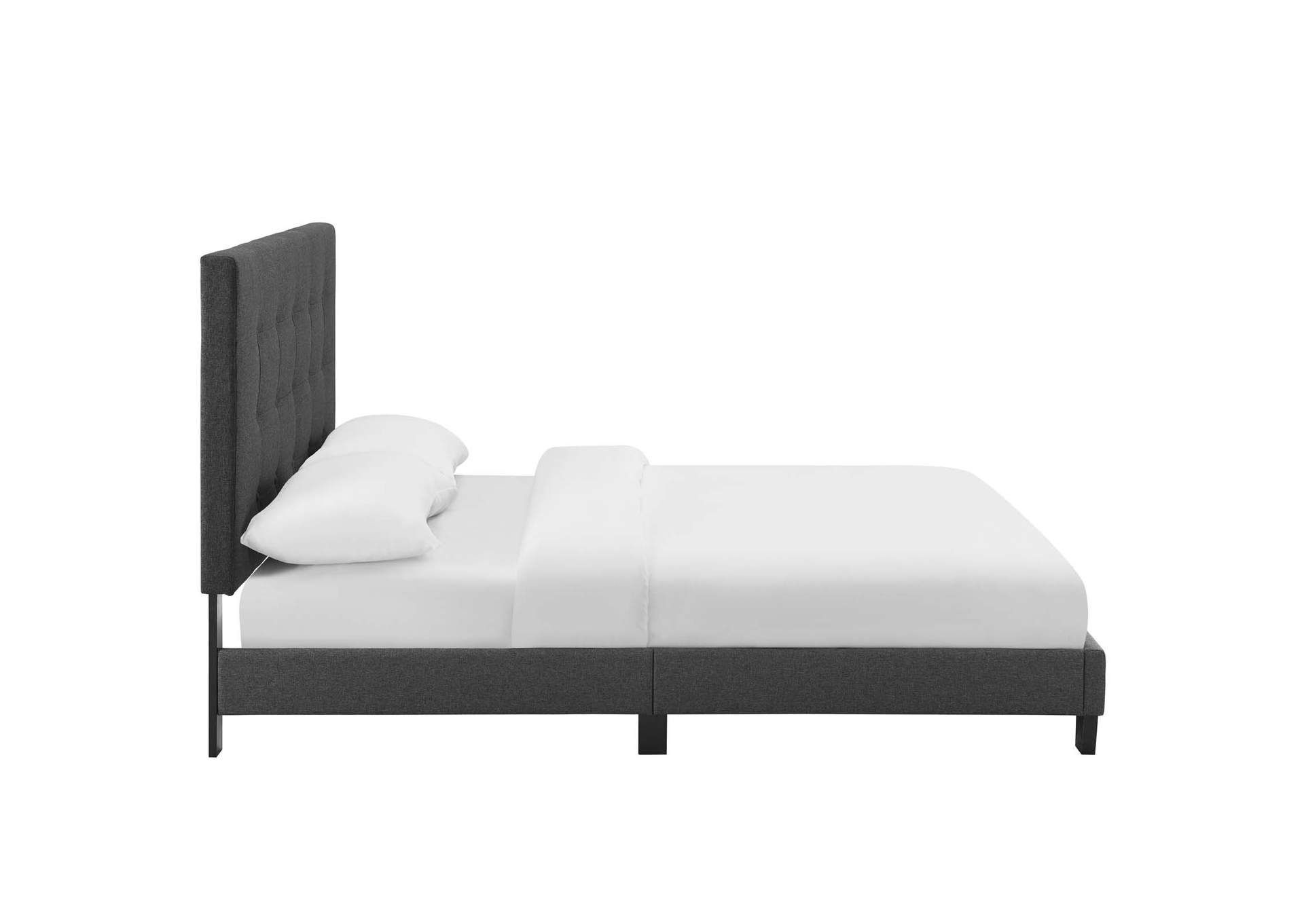 Gray Melanie Queen Tufted Button Upholstered Fabric Platform Bed,Modway