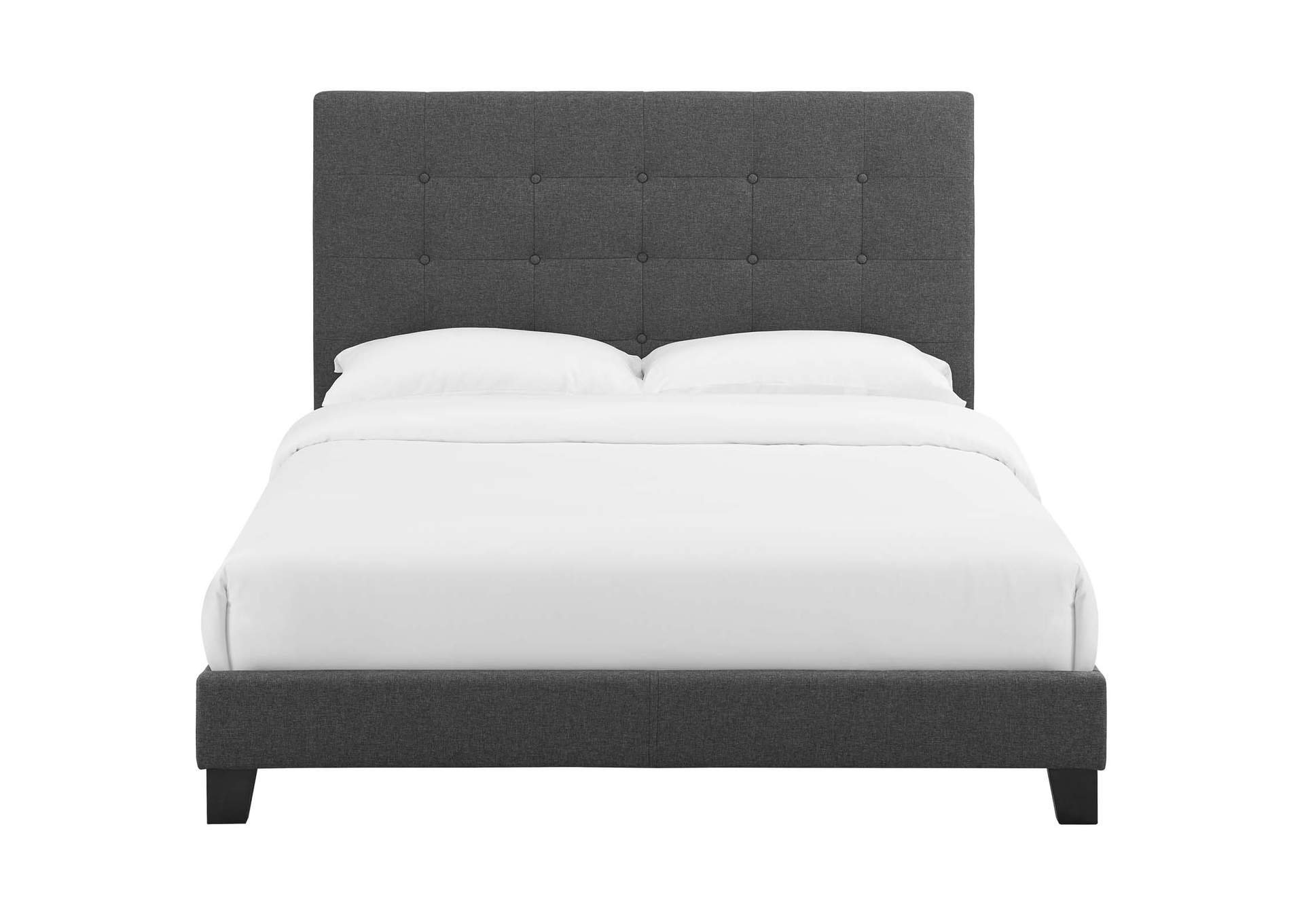 Gray Melanie Queen Tufted Button Upholstered Fabric Platform Bed,Modway