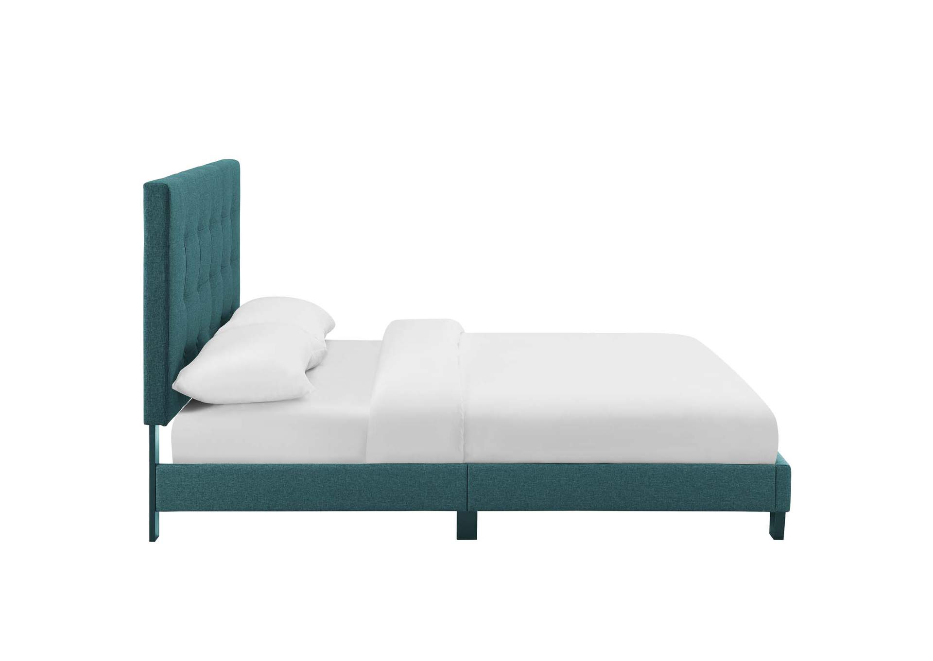 Teal Melanie Queen Tufted Button Upholstered Fabric Platform Bed,Modway