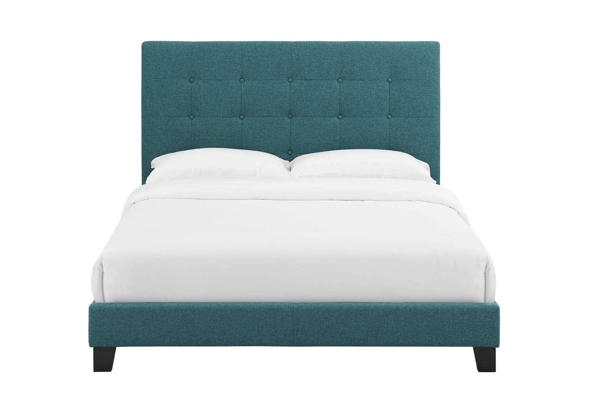 Teal Melanie Queen Tufted Button Upholstered Fabric Platform Bed,Modway
