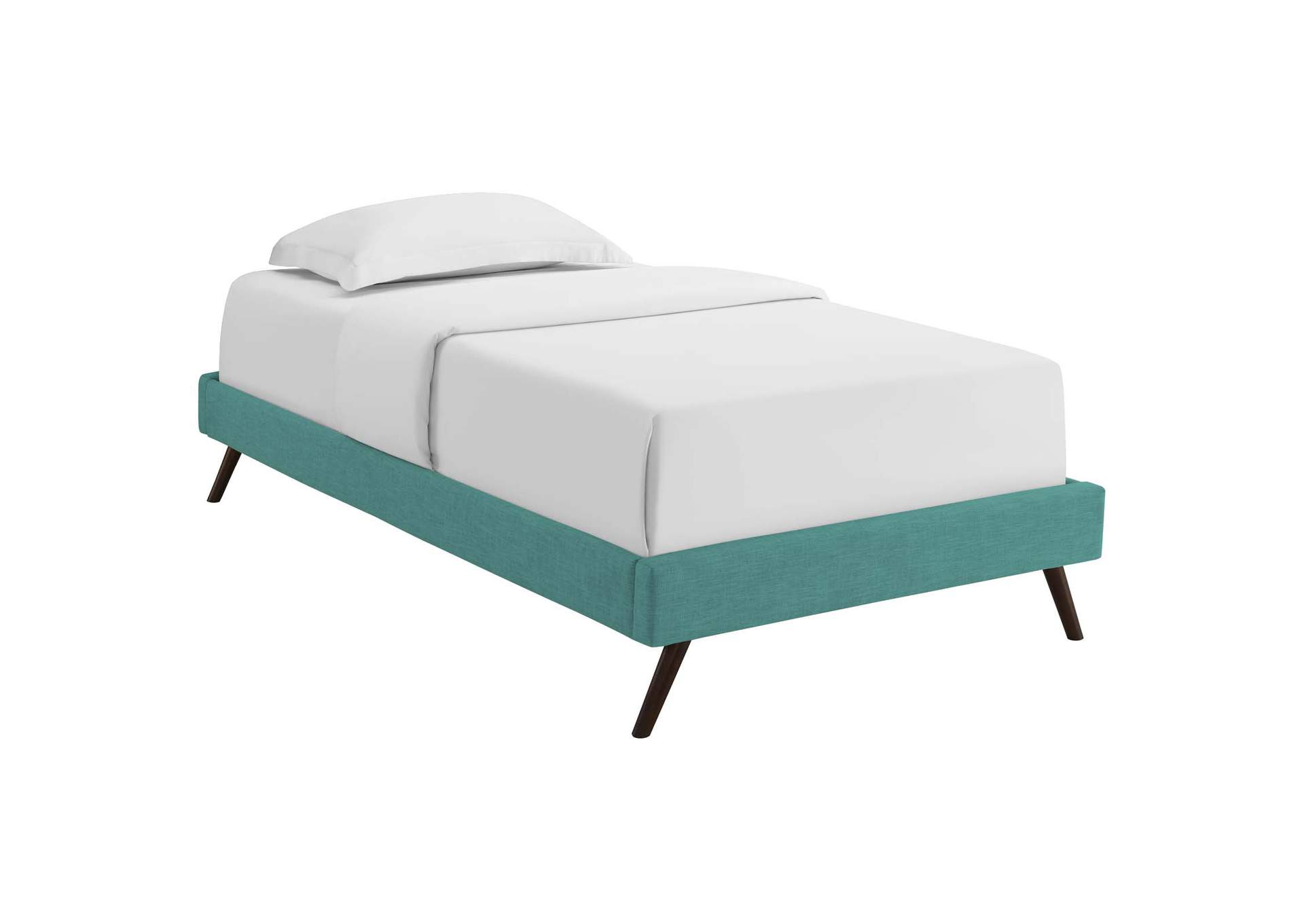 Teal Loryn Twin Bed - Fabric Frame with Round Splayed Legs,Modway