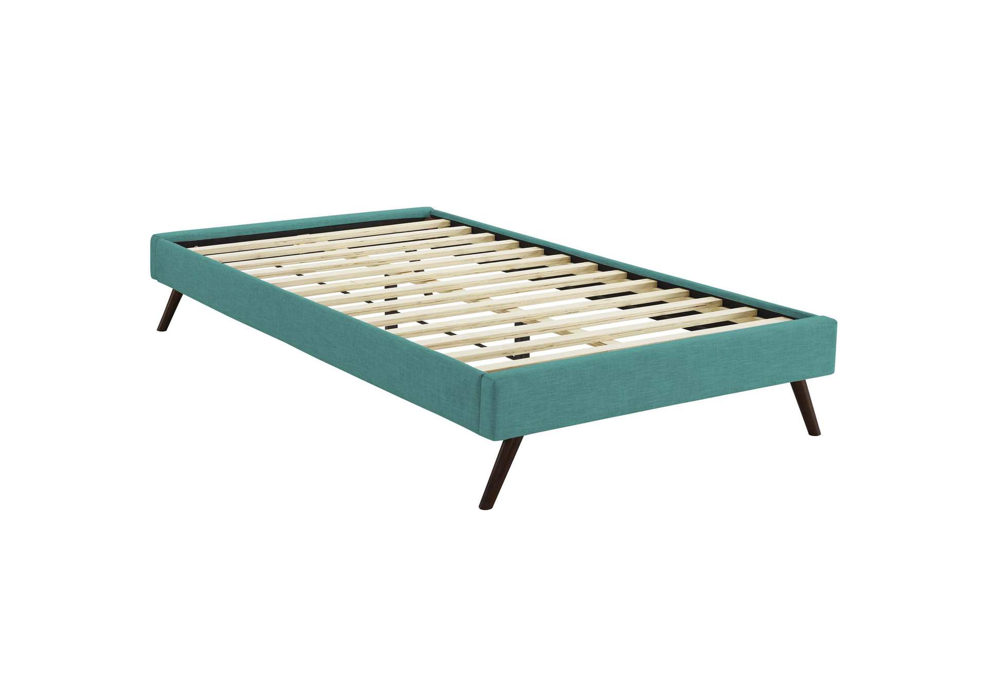 Teal Loryn Twin Bed - Fabric Frame with Round Splayed Legs,Modway