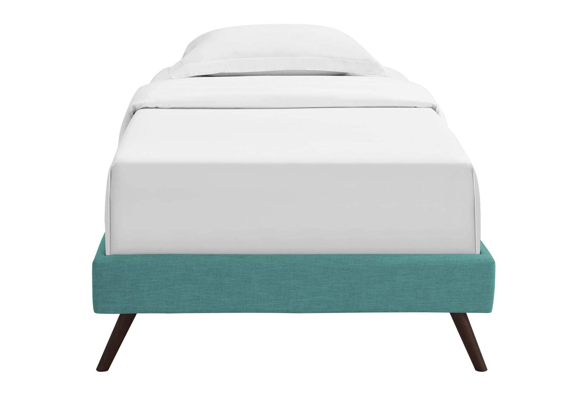 Teal Loryn Twin Bed - Fabric Frame with Round Splayed Legs,Modway