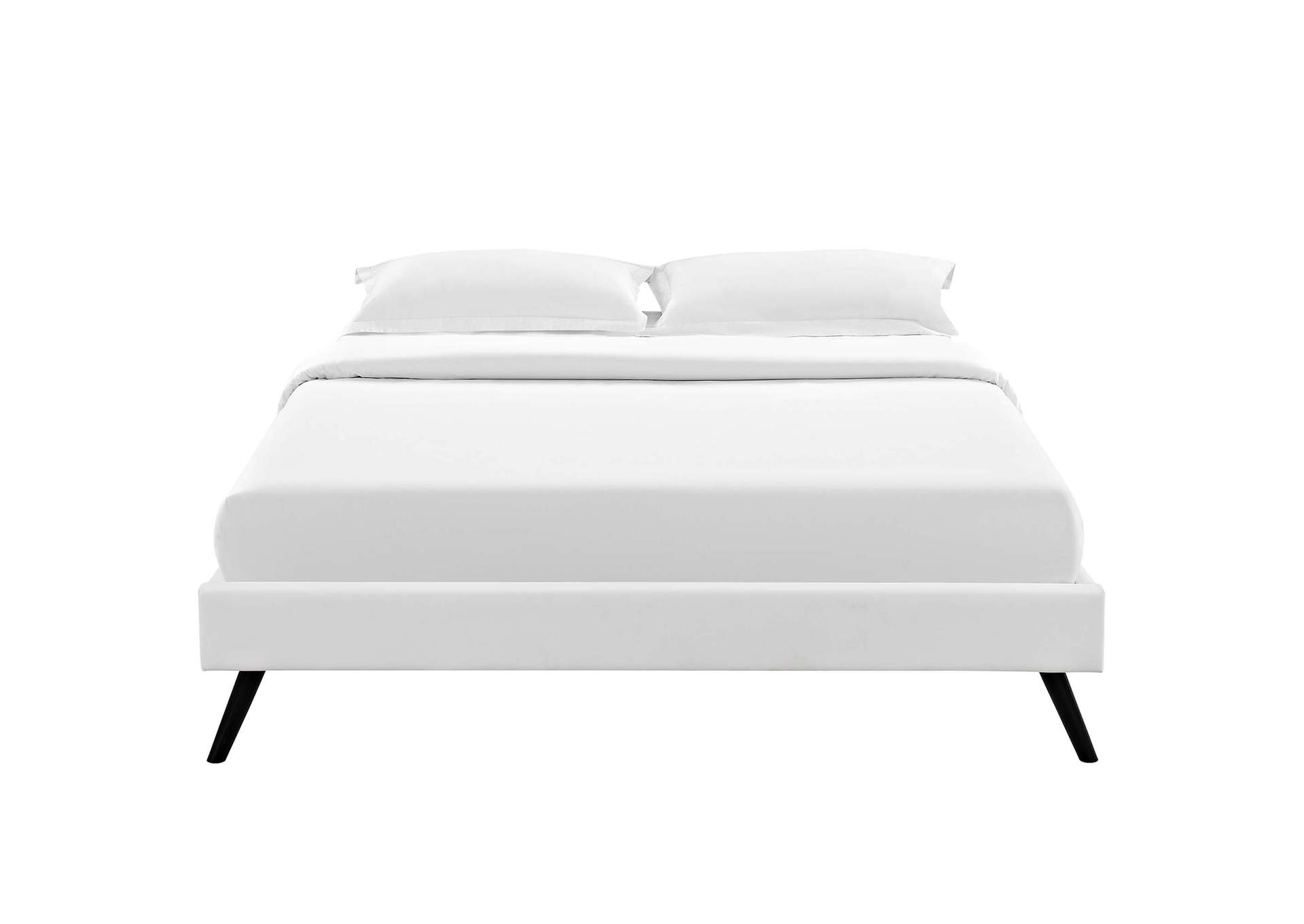 White Loryn Queen Bed - Vinyl Frame with Round Splayed Legs,Modway