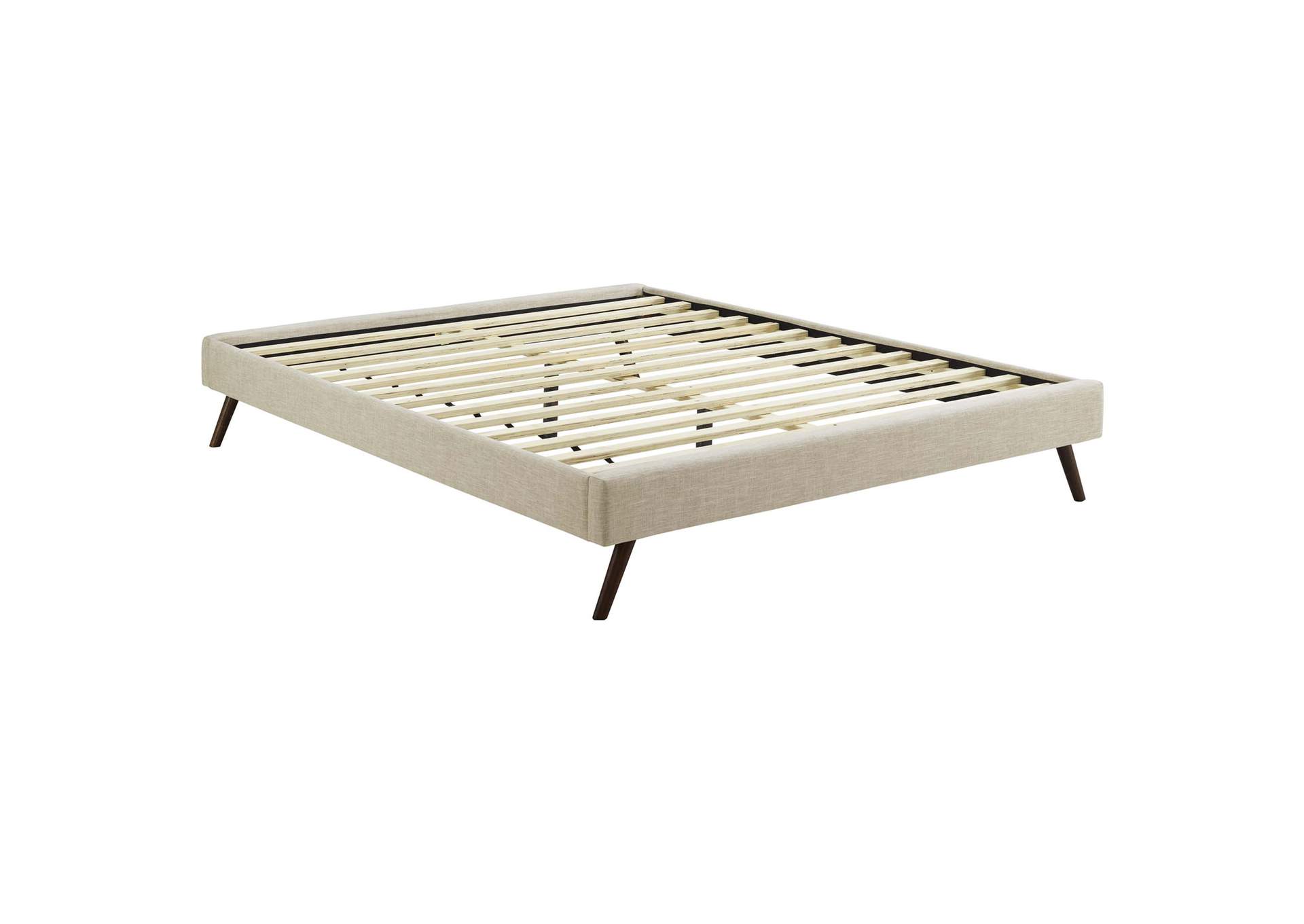 Beige Loryn Queen Bed - Fabric Frame with Round Splayed Legs,Modway