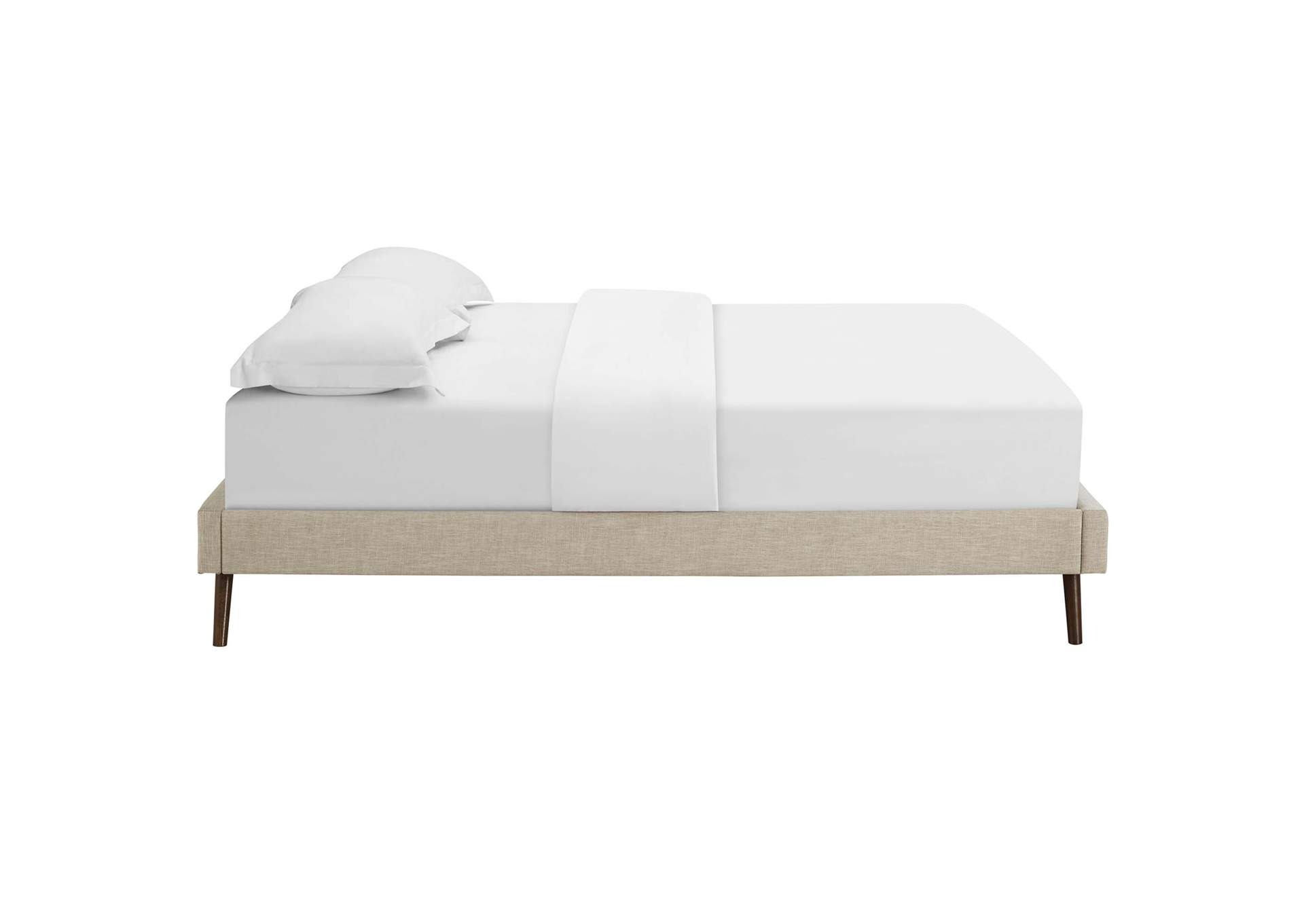 Beige Loryn Queen Bed - Fabric Frame with Round Splayed Legs,Modway