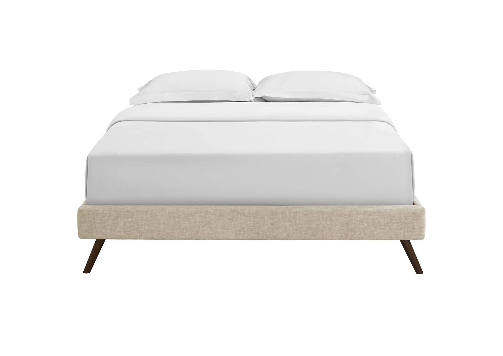 Beige Loryn Queen Bed - Fabric Frame with Round Splayed Legs,Modway