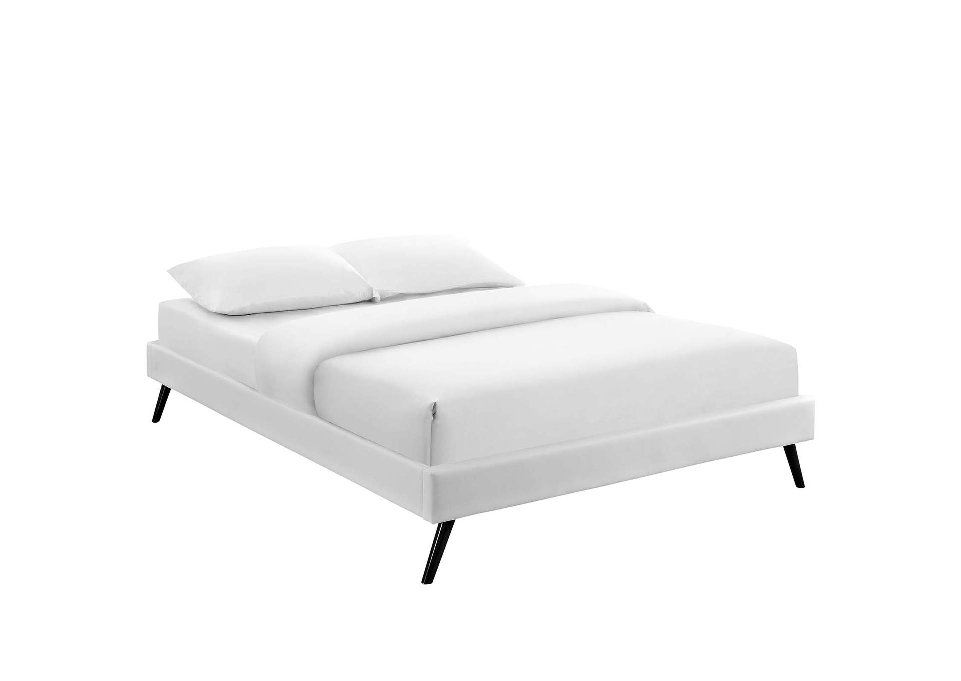 White Loryn King Bed - Vinyl Frame with Round Splayed Legs,Modway