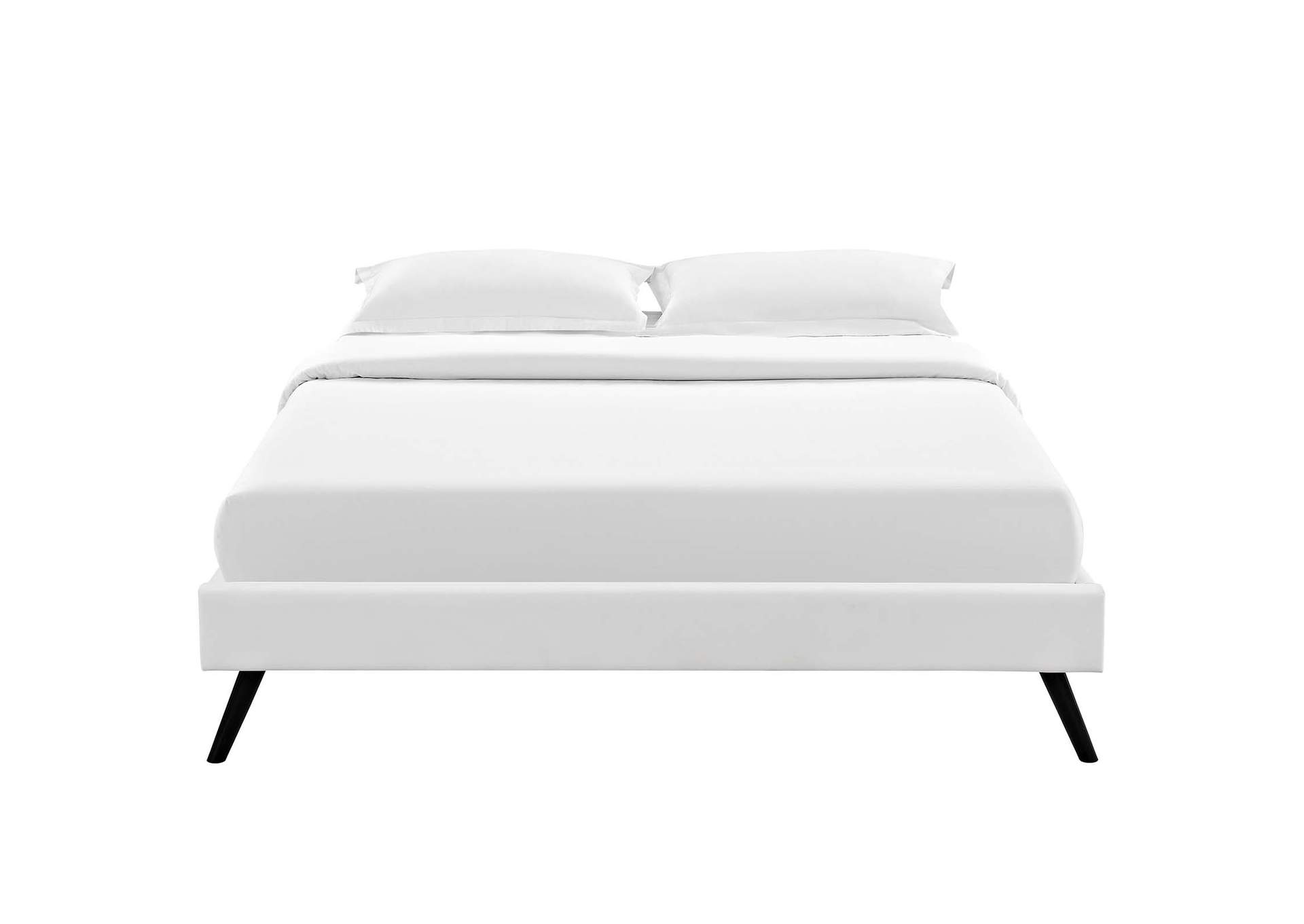 White Loryn King Bed - Vinyl Frame with Round Splayed Legs,Modway