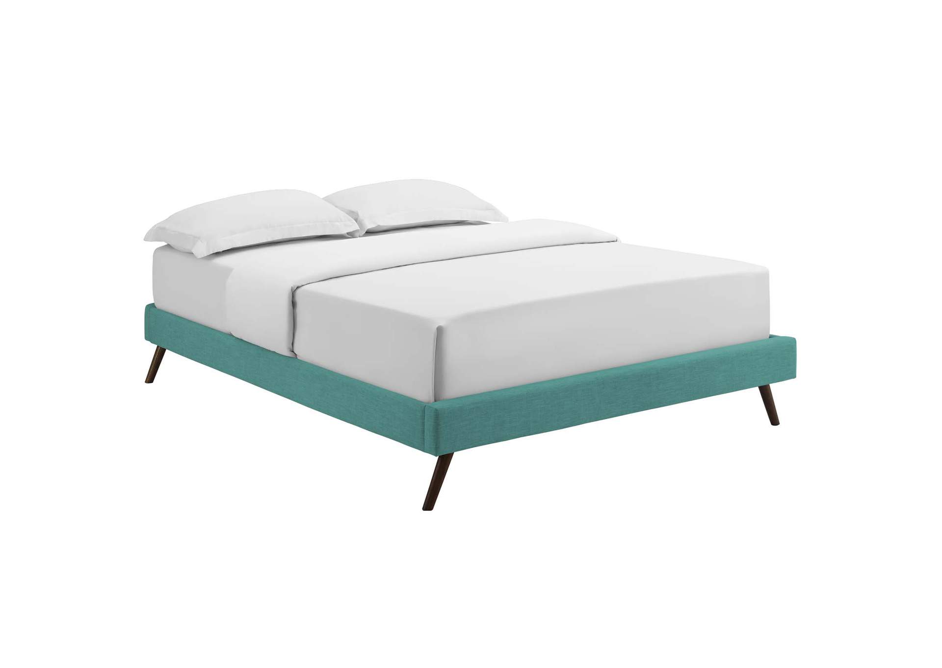Teal Loryn King Bed - Fabric Frame with Round Splayed Legs,Modway