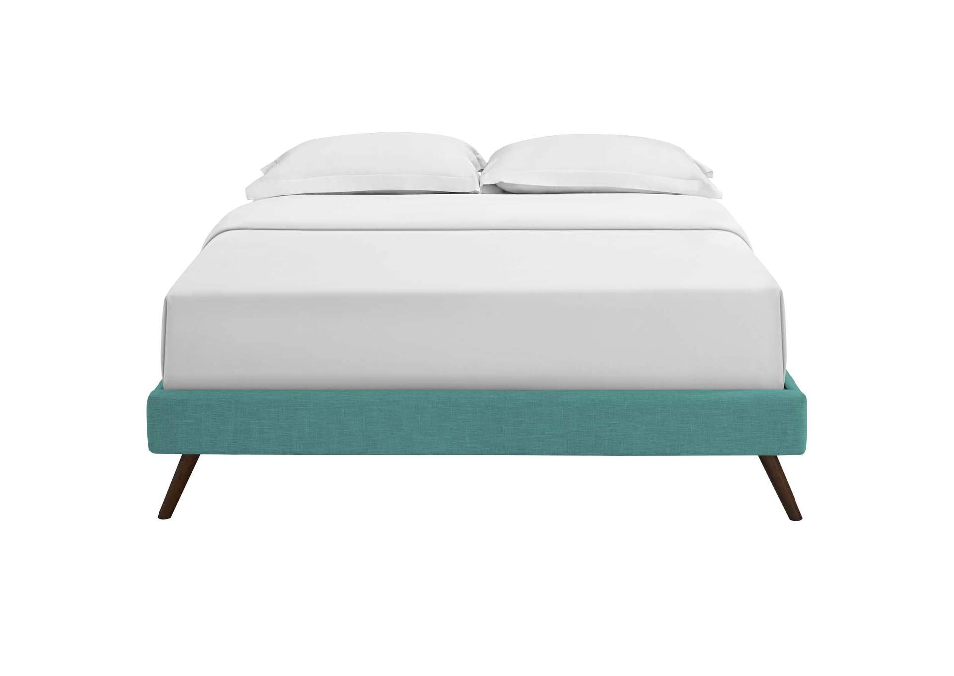 Teal Loryn King Bed - Fabric Frame with Round Splayed Legs,Modway