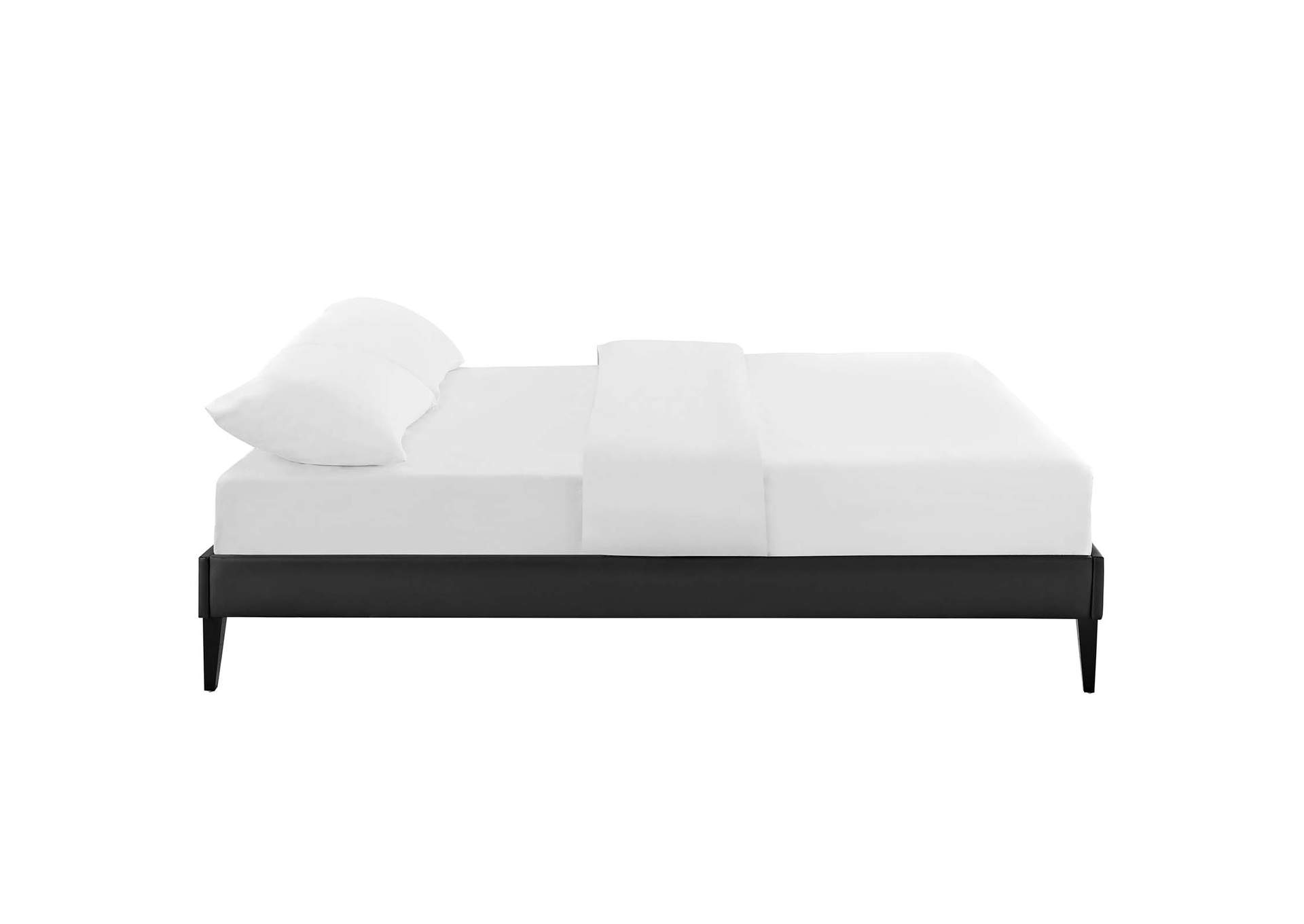 Black Tessie Queen Bed - Vinyl Frame with Squared Tapered Legs,Modway