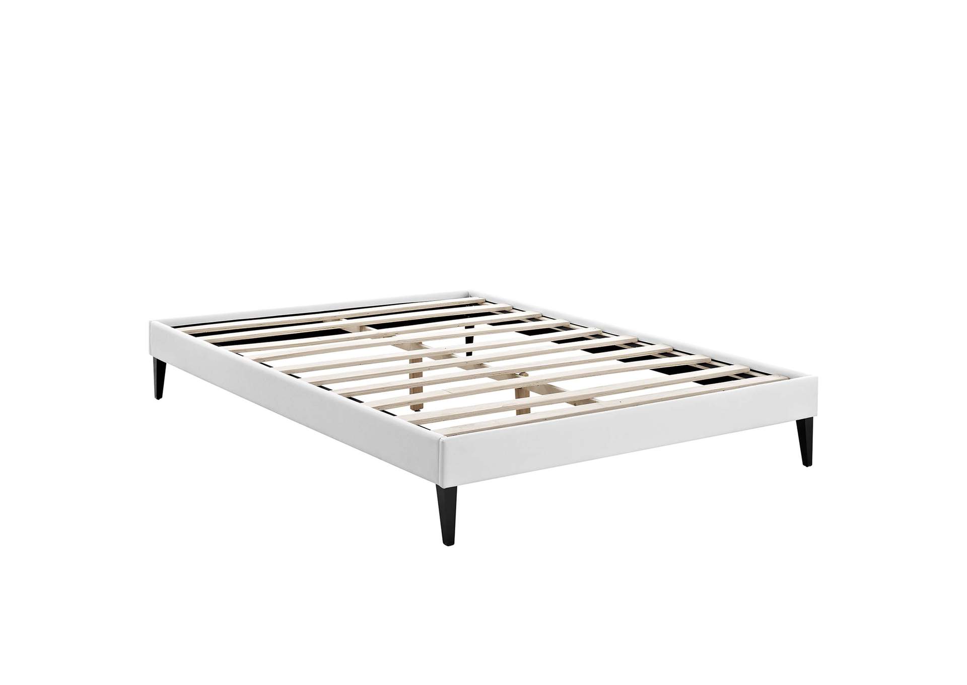 White Tessie Queen Bed - Vinyl Frame with Squared Tapered Legs,Modway