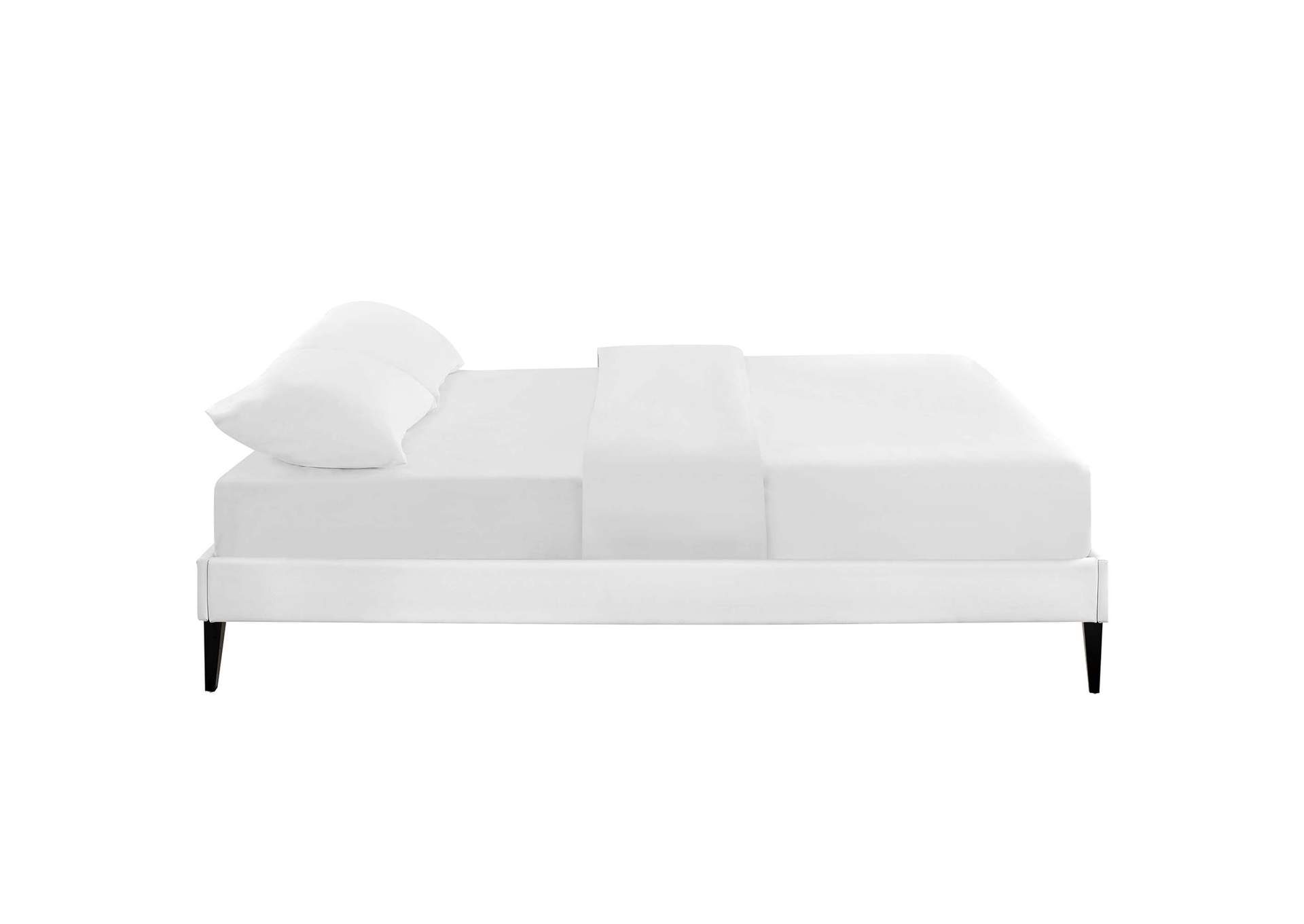 White Tessie Queen Bed - Vinyl Frame with Squared Tapered Legs,Modway