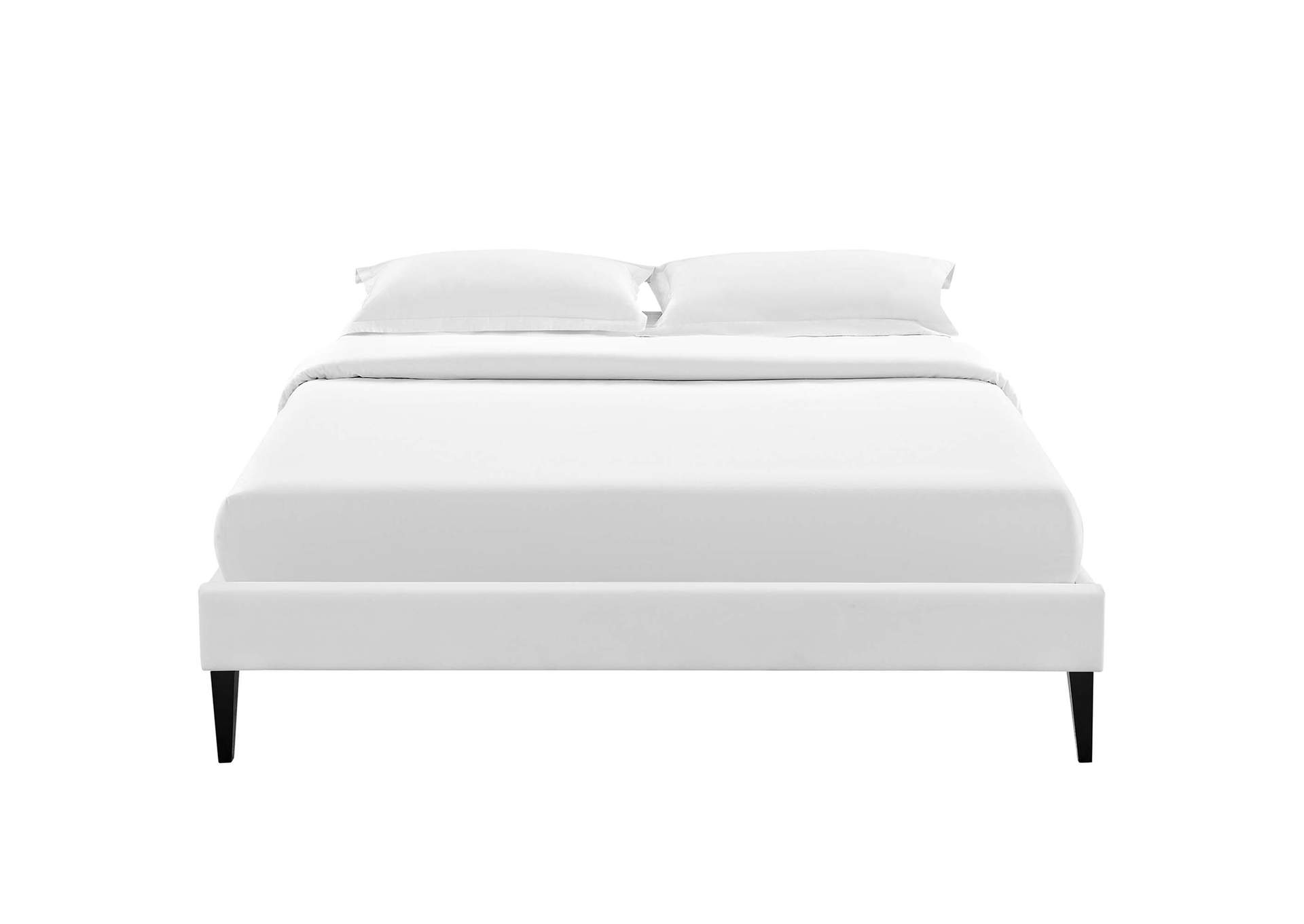 White Tessie Queen Bed - Vinyl Frame with Squared Tapered Legs,Modway