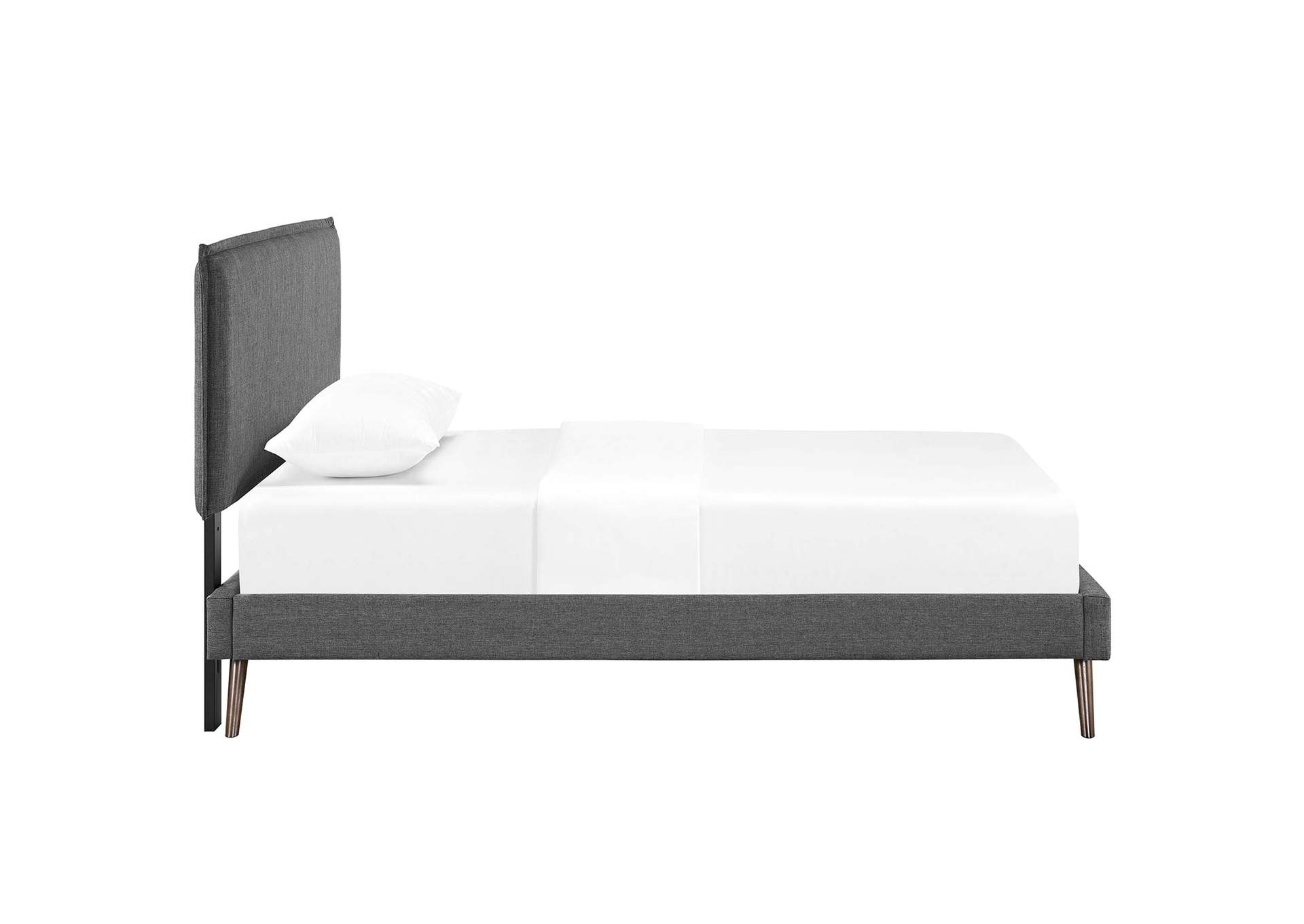 Gray Amaris Platform Twin Bed - Fabric with Round Splayed Legs,Modway