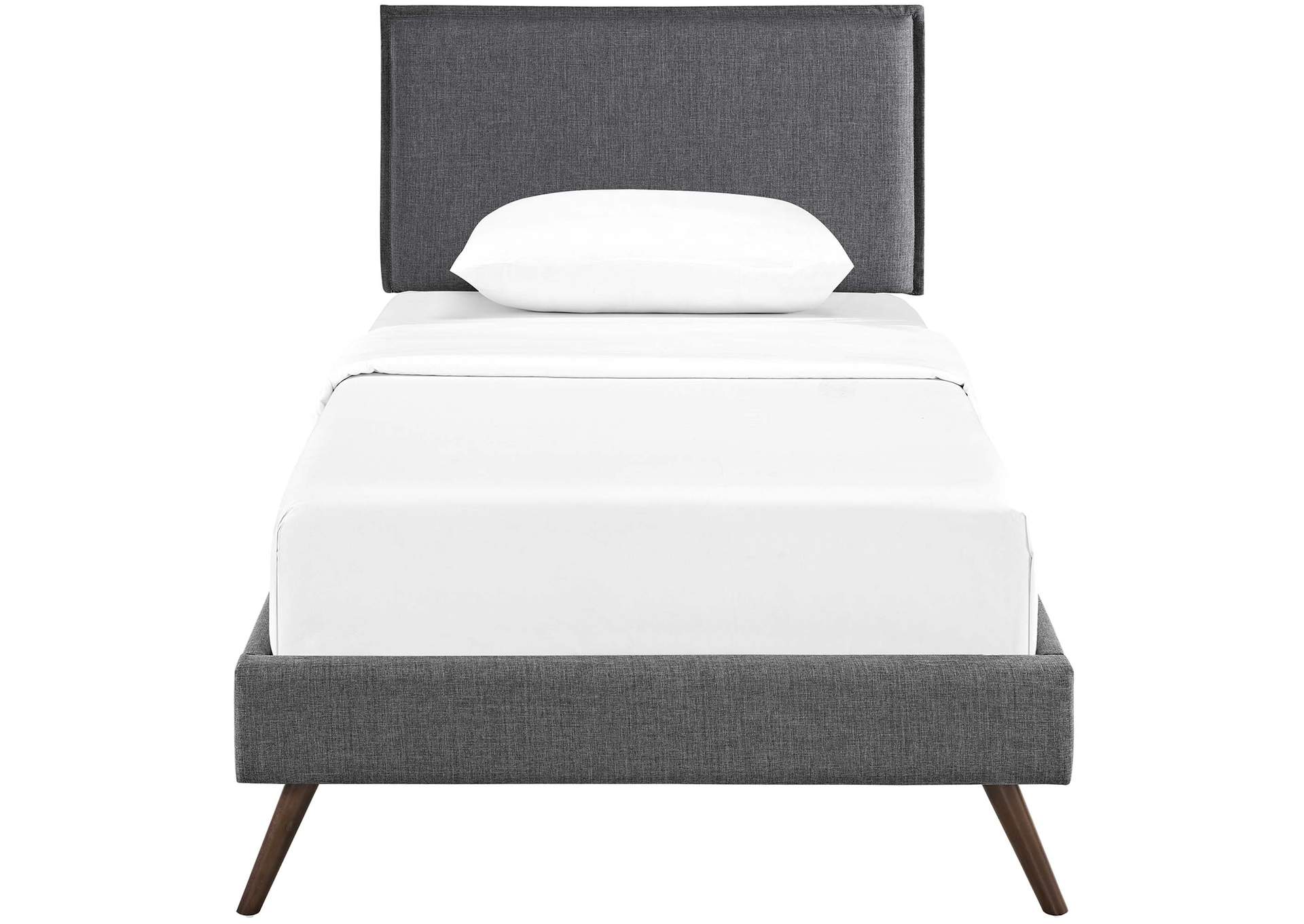 Gray Amaris Platform Twin Bed - Fabric with Round Splayed Legs,Modway