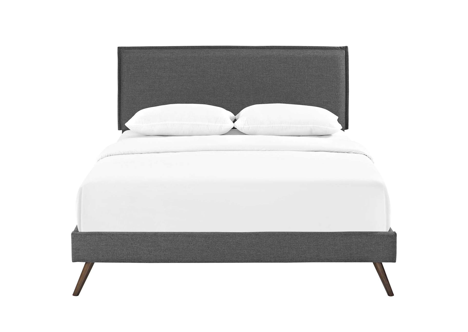 Gray Amaris Platform Queen Bed - Fabric with Round Splayed Legs,Modway