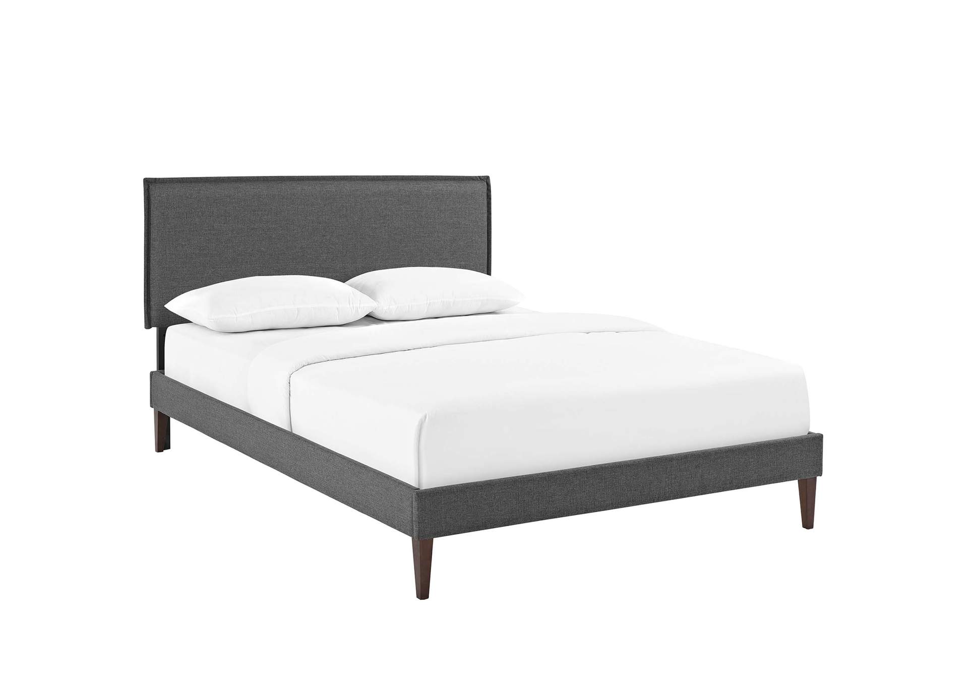 Gray Amaris Platform Queen Bed - Fabric with Squared Tapered Legs,Modway