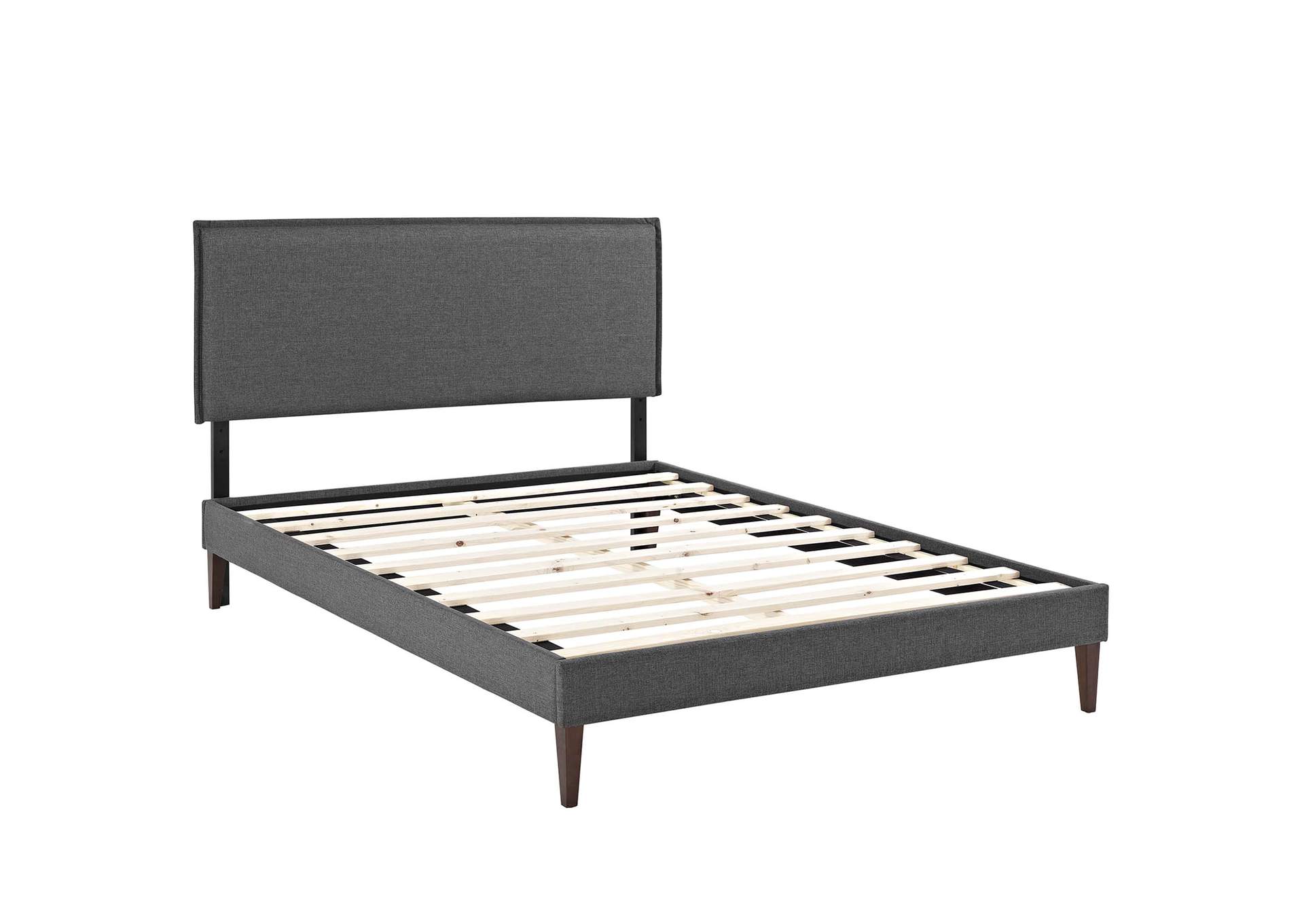 Gray Amaris Platform Queen Bed - Fabric with Squared Tapered Legs,Modway