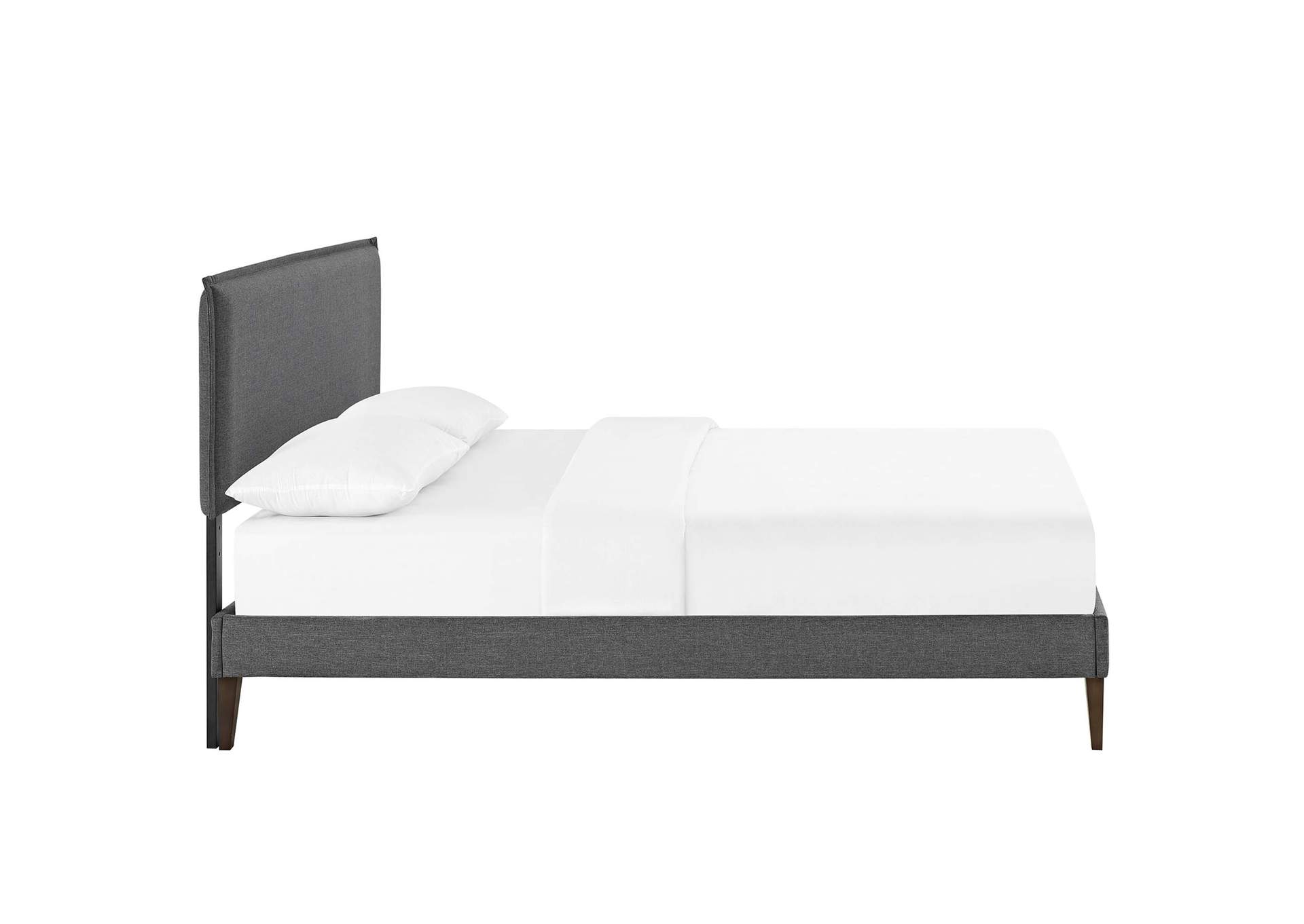 Gray Amaris Platform Queen Bed - Fabric with Squared Tapered Legs,Modway