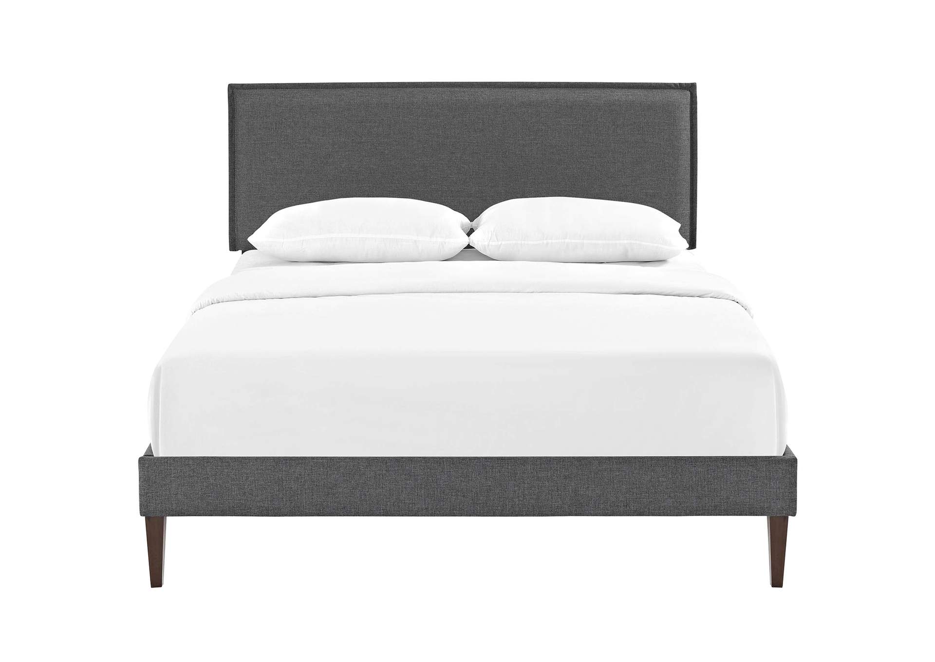 Gray Amaris Platform Queen Bed - Fabric with Squared Tapered Legs,Modway