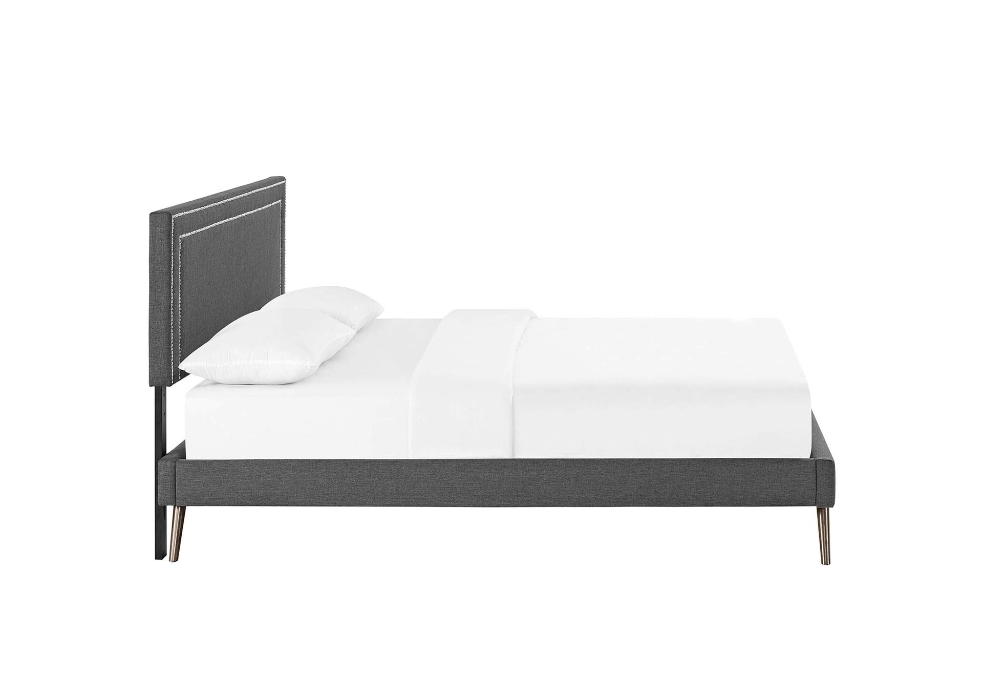 Gray Virginia Platform Queen Bed - Fabric with Round Splayed Legs,Modway