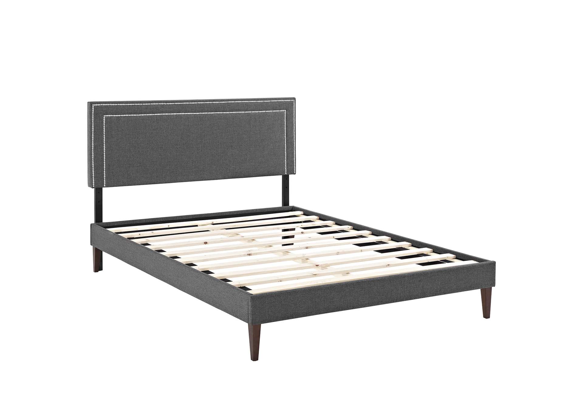 Gray Virginia Platform Queen Bed - Fabric with Squared Tapered Legs,Modway