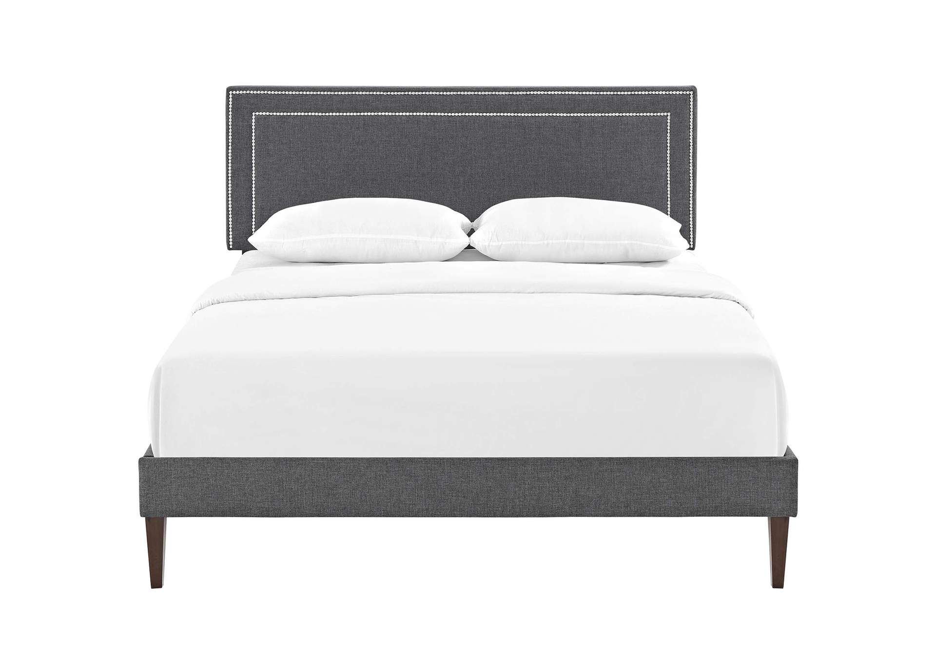 Gray Virginia Platform Queen Bed - Fabric with Squared Tapered Legs,Modway