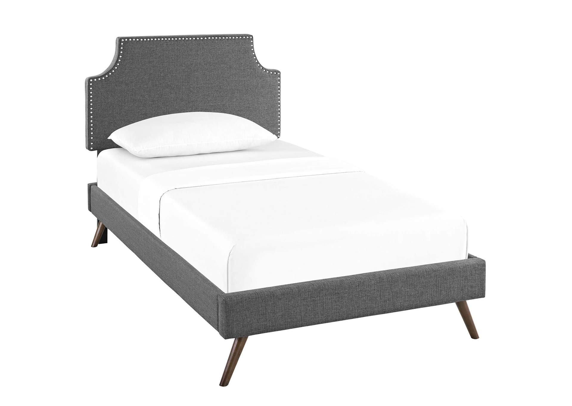 Gray Corene Platform Twin Bed - Fabric with Round Splayed Legs,Modway