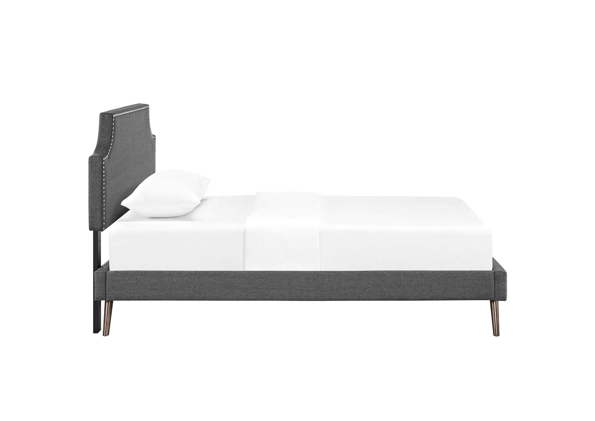 Gray Corene Platform Twin Bed - Fabric with Round Splayed Legs,Modway