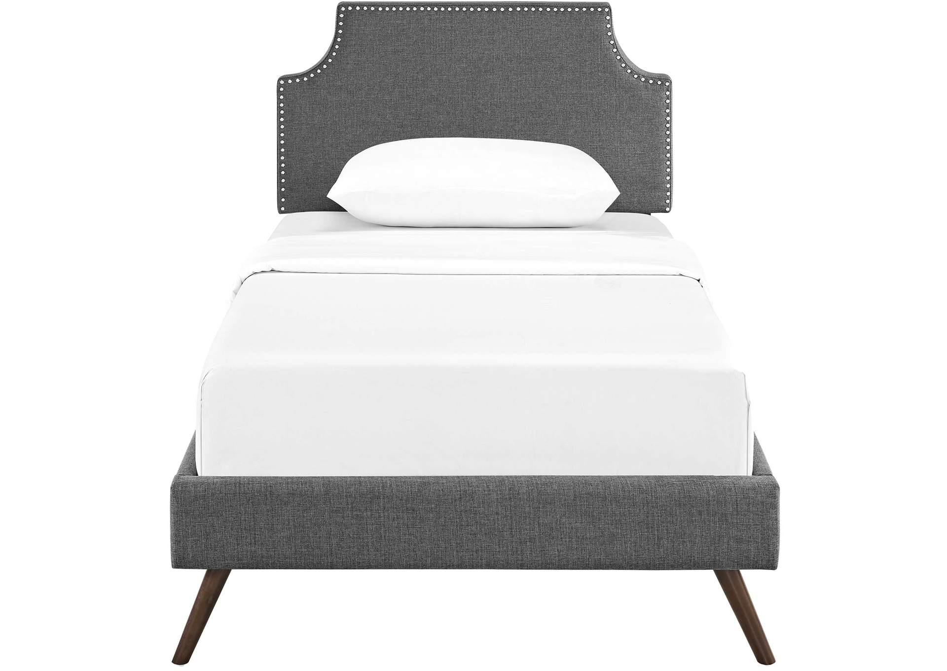 Gray Corene Platform Twin Bed - Fabric with Round Splayed Legs,Modway