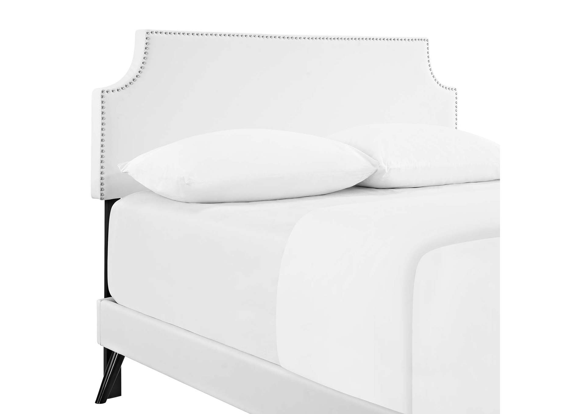 White Corene Platform King Bed - Vinyl with Round Splayed Legs,Modway