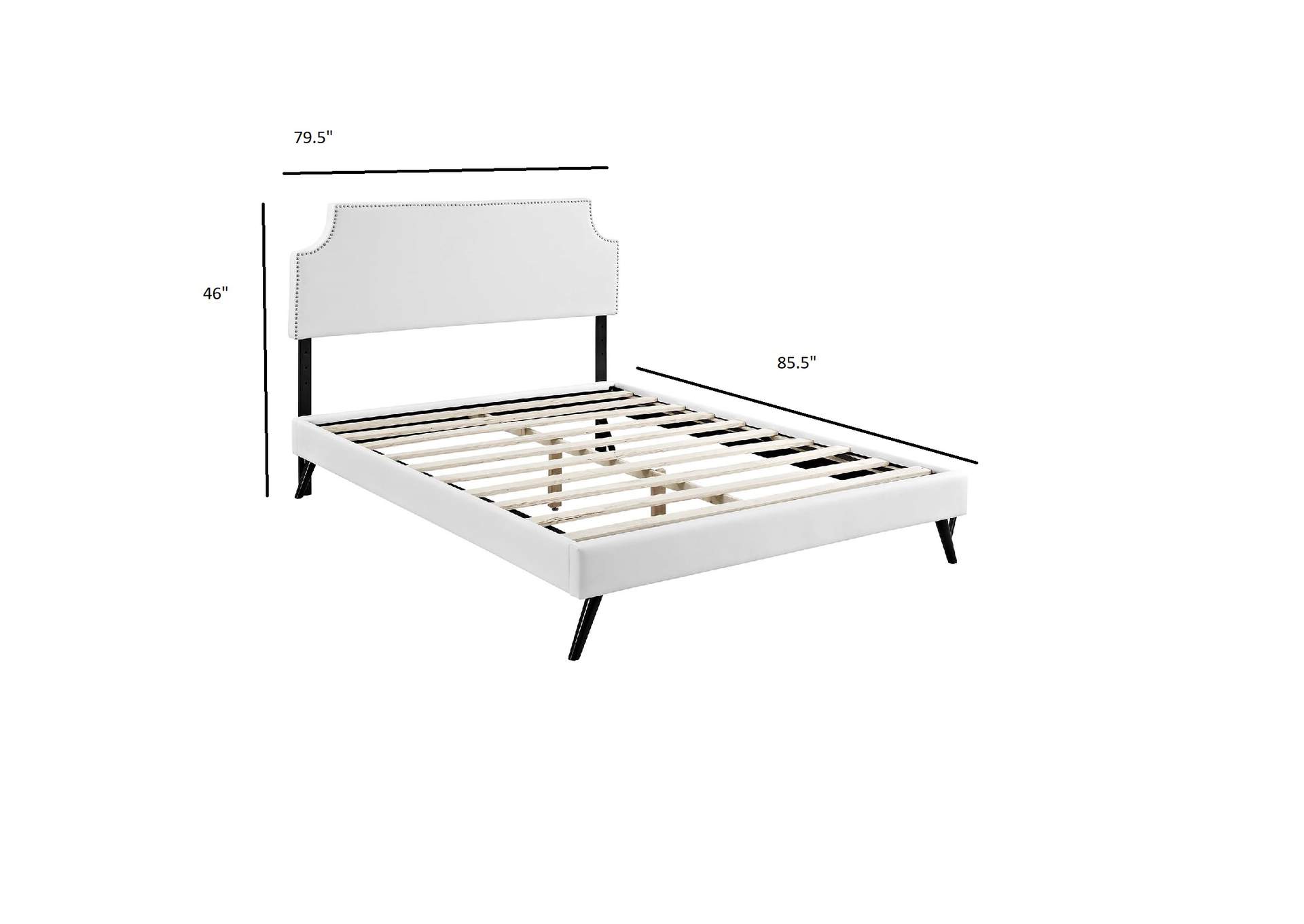 White Corene Platform King Bed - Vinyl with Round Splayed Legs,Modway