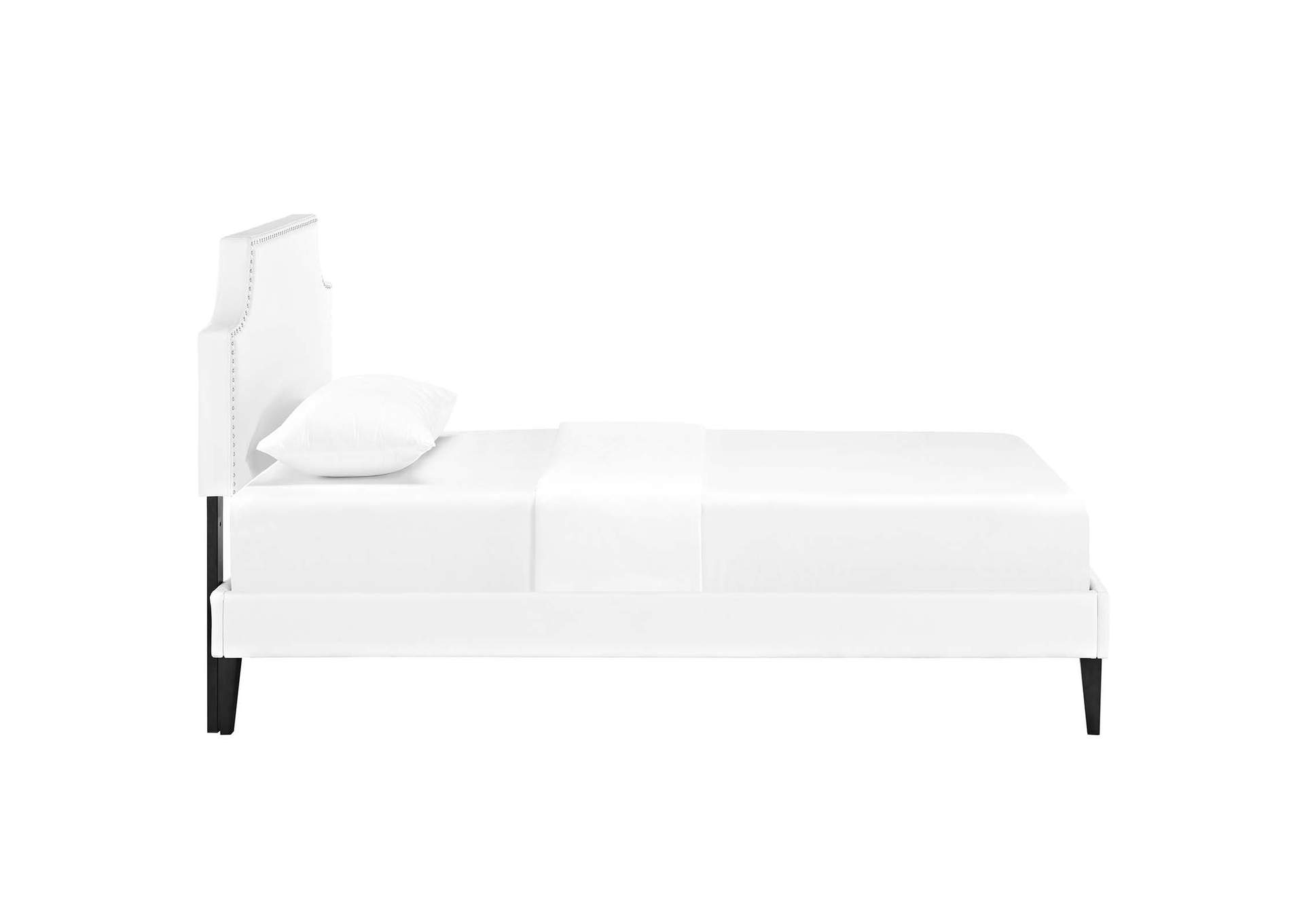 White Corene Platform Twin Bed - Vinyl with Squared Tapered Legs,Modway