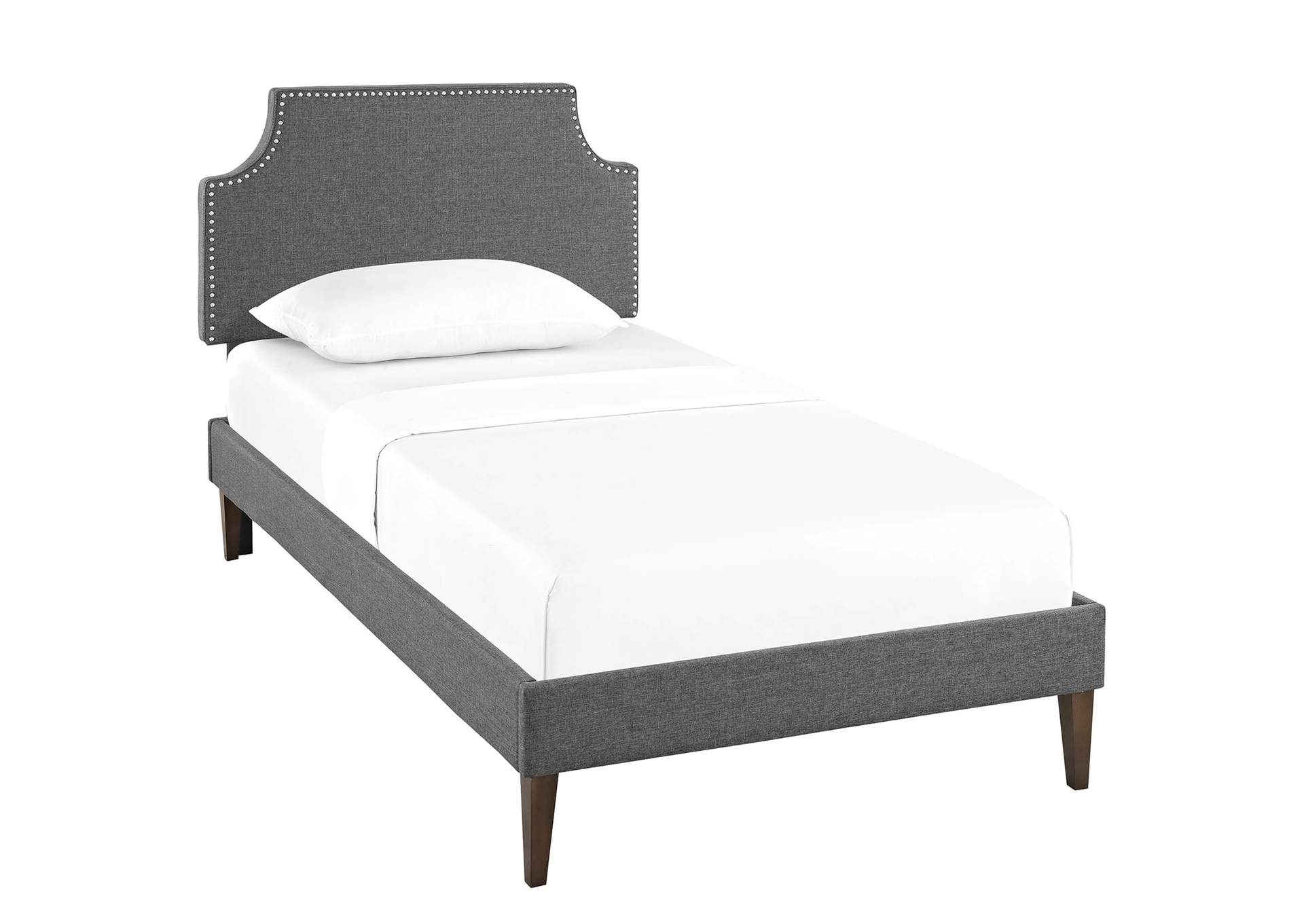 Gray Corene Platform Twin Bed - Fabric with Squared Tapered Legs,Modway